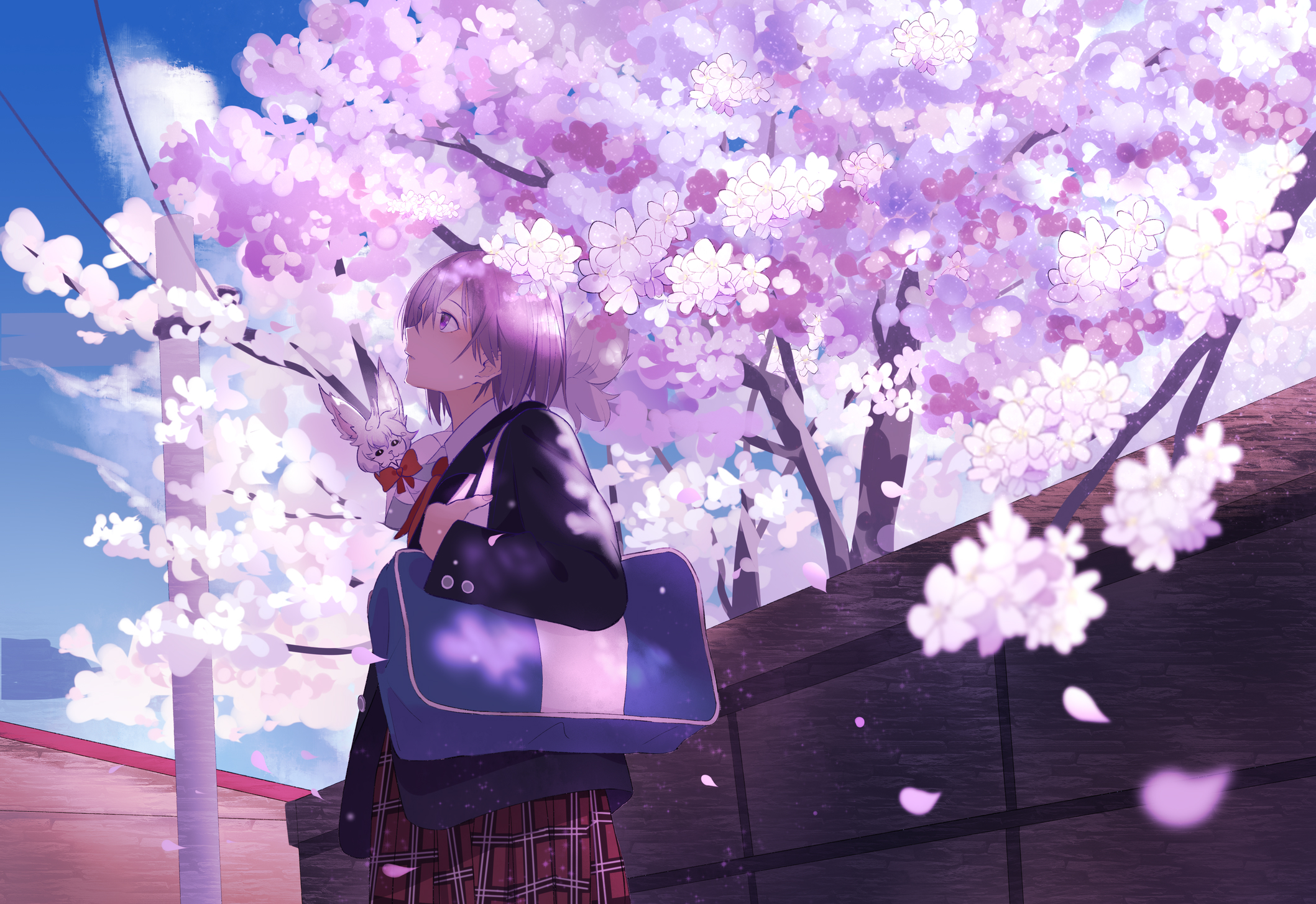Anime 2117x1455 anime anime girls Mash Kyrielight Fate series cherry blossom