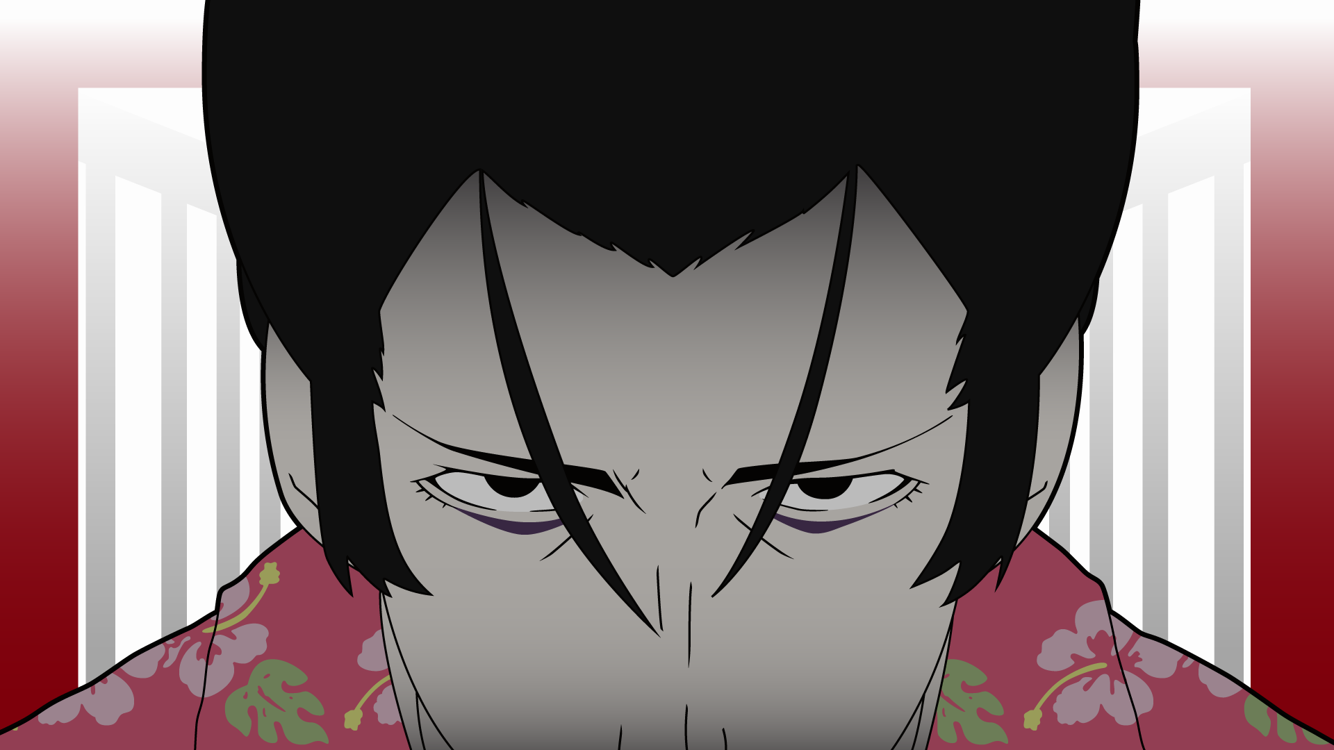 Anime 1920x1080 anime Monogatari Series Kaiki Deishu anime men face closeup looking at viewer black hair hair in face