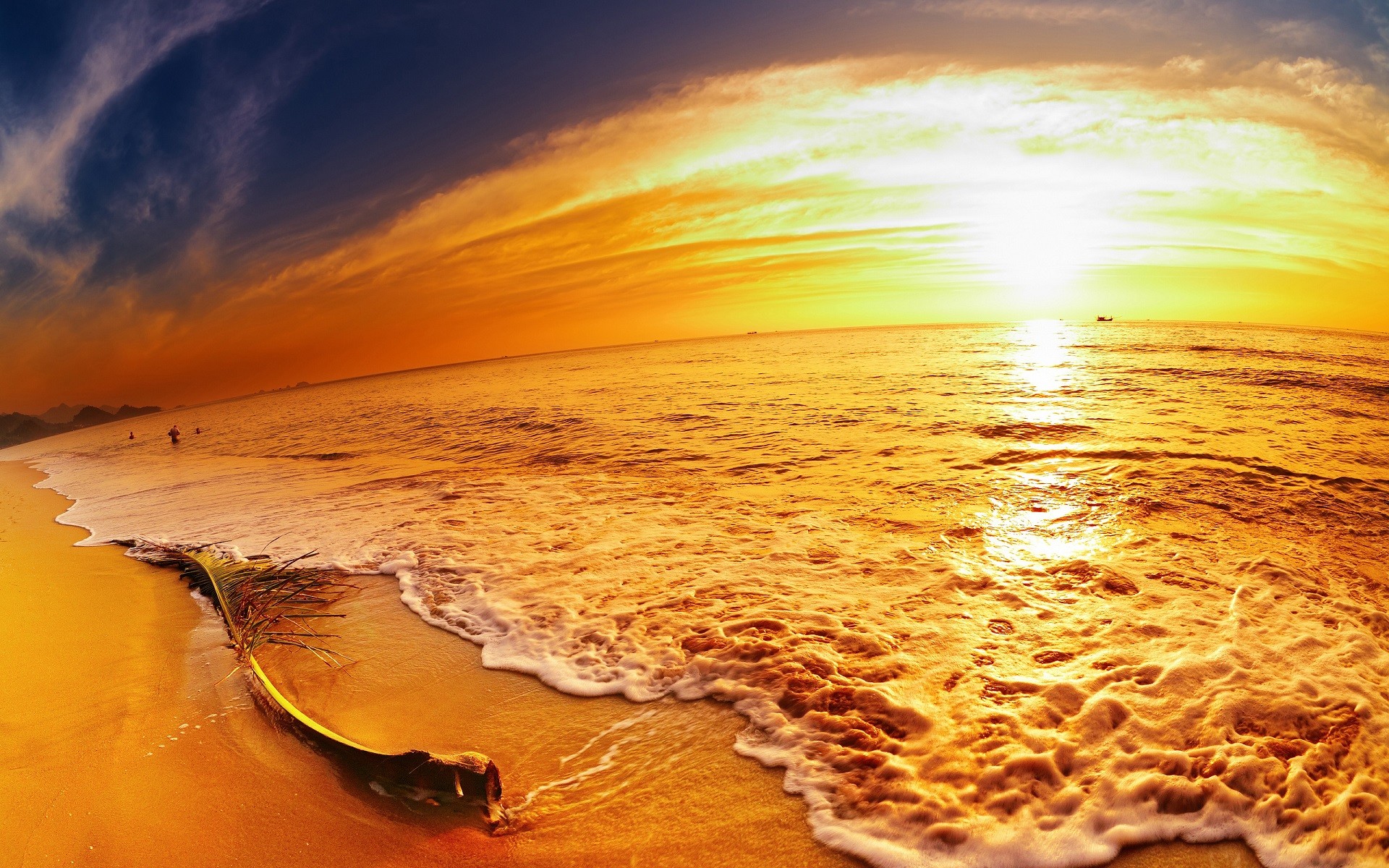 General 1920x1200 nature beach sunset sea waves sky orange sky sunlight outdoors