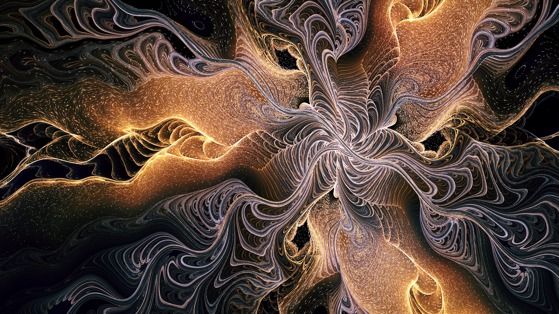 General 1920x1080 abstract fractal dark gold digital art artwork