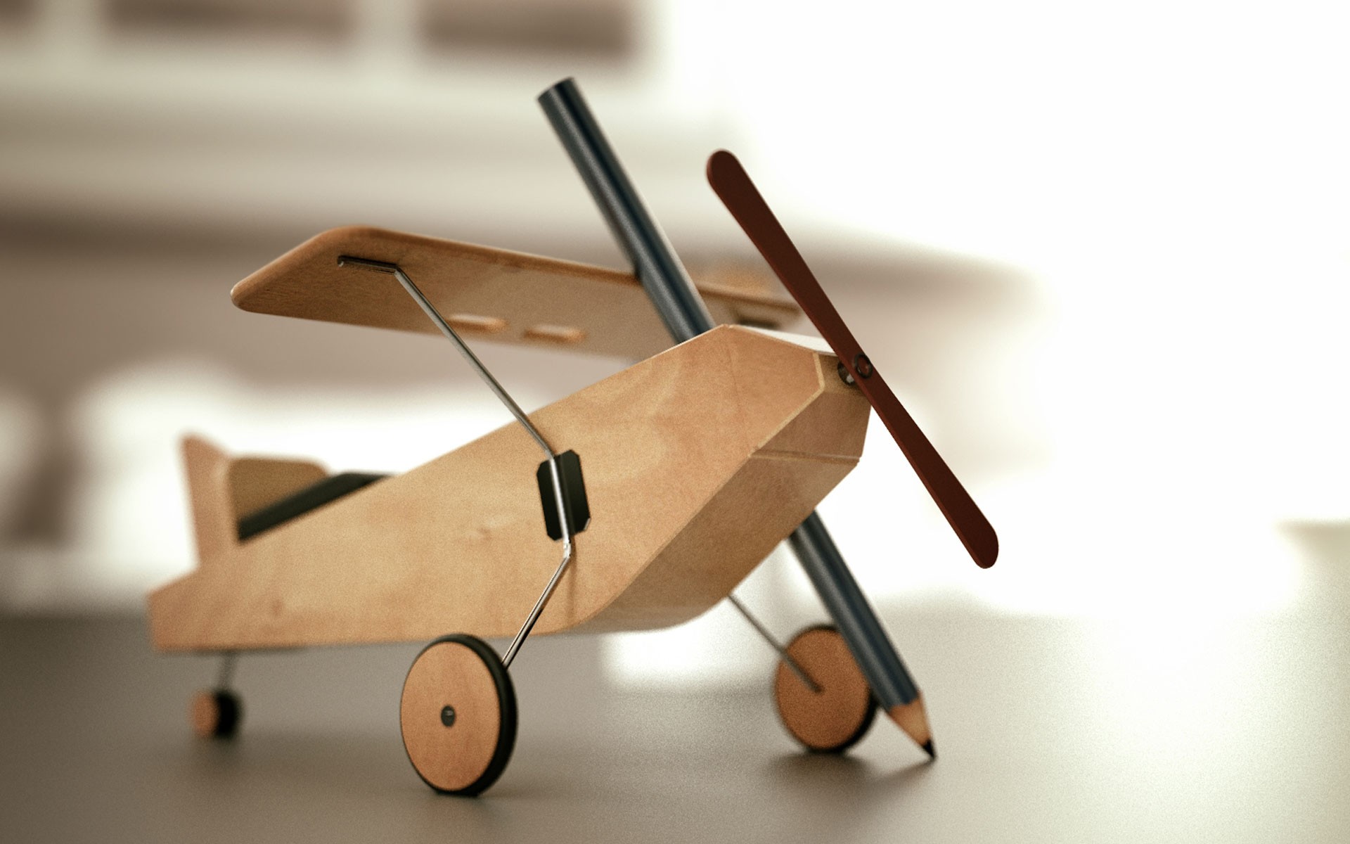 General 1920x1200 toys aircraft airplane pencils macro wood