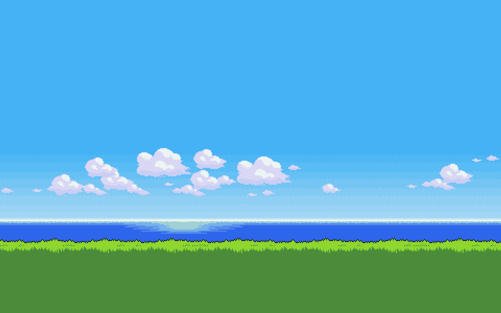 General 1920x1200 digital art pixel art pixels pixelated nature landscape water clouds sky horizon Pokémon