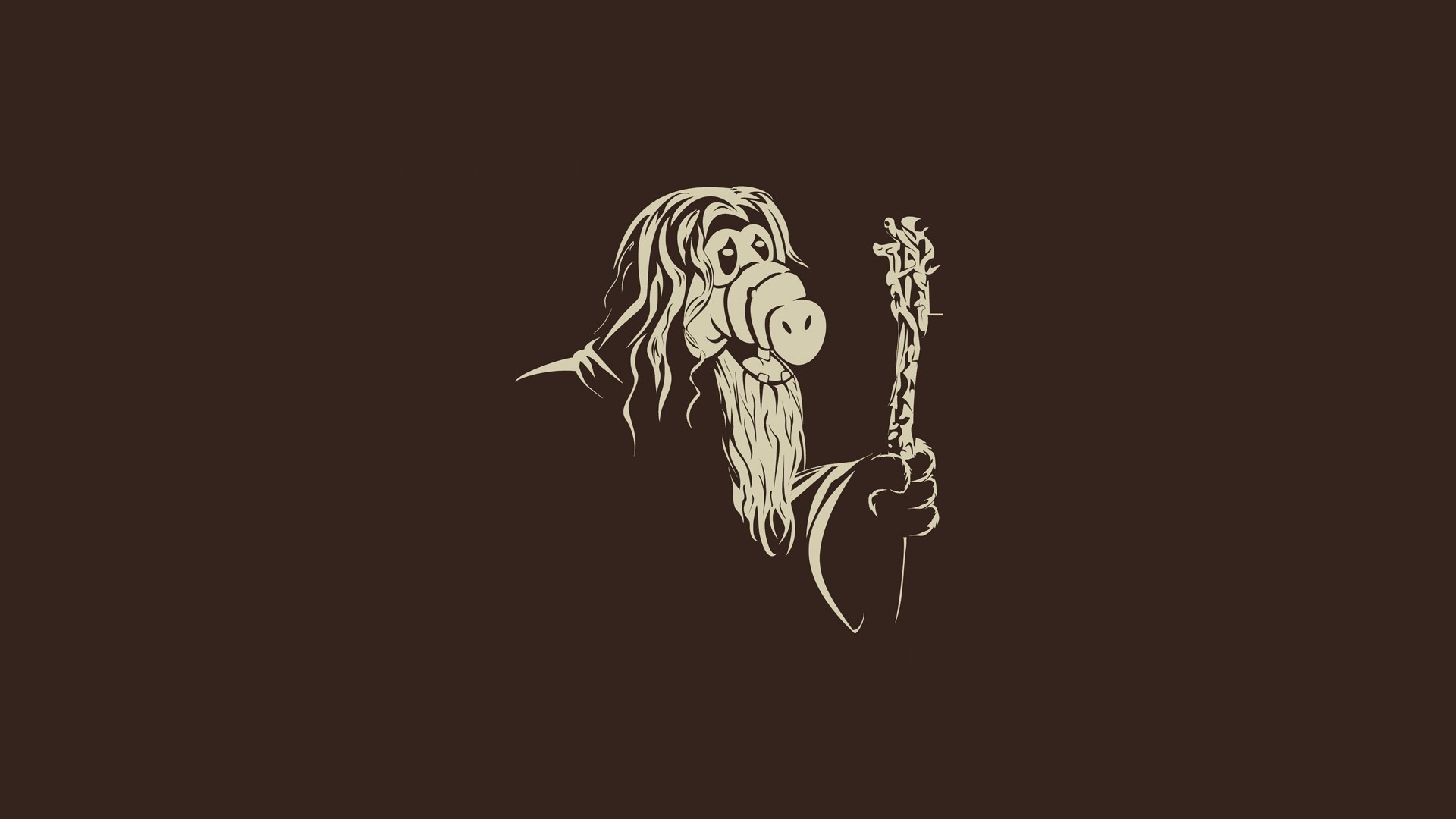General 1920x1080 Alf Gandalf The Lord of the Rings crossover humor brown brown background minimalism