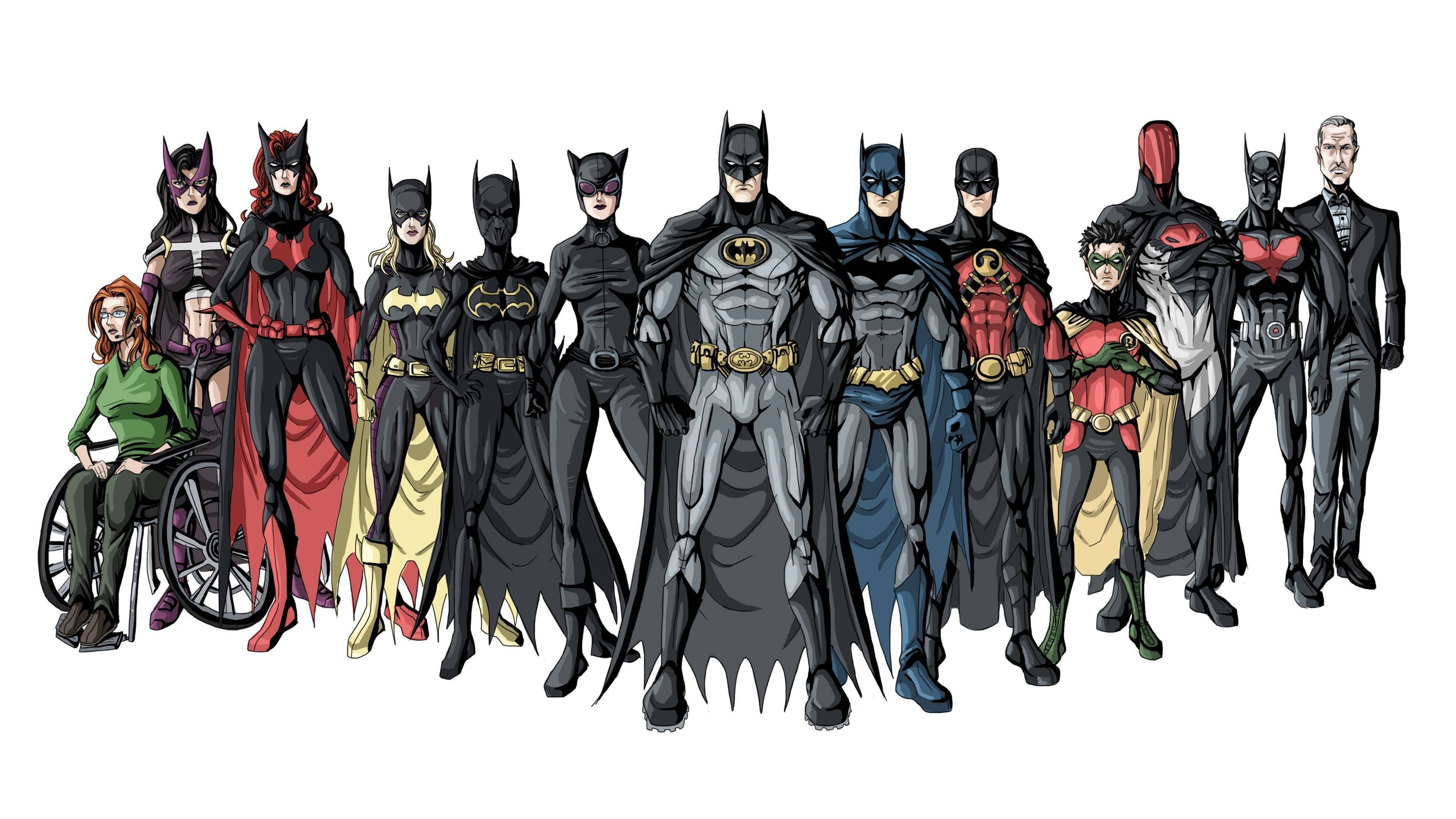 General 2560x1440 Batman Batgirl Batwoman Catwoman Robin (DC comics) Alfred superhero Oracle Batman Beyond digital art simple background