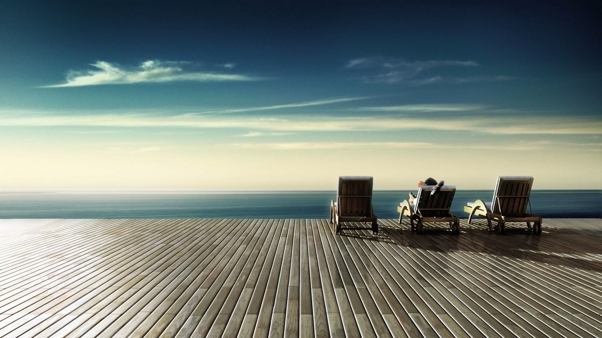 General 1920x1080 deck chairs aerial view stairs clouds sky alone landscape outdoors
