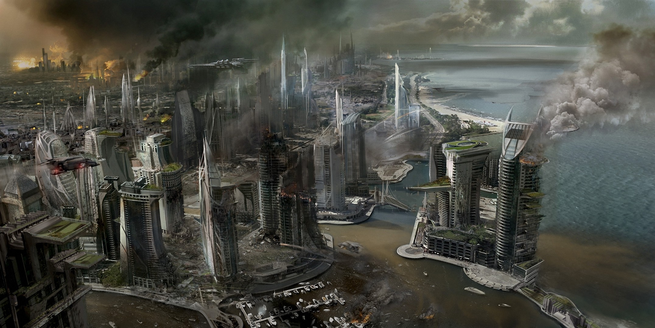 General 2152x1080 concept art video games Killzone video game art science fiction futuristic city dystopian