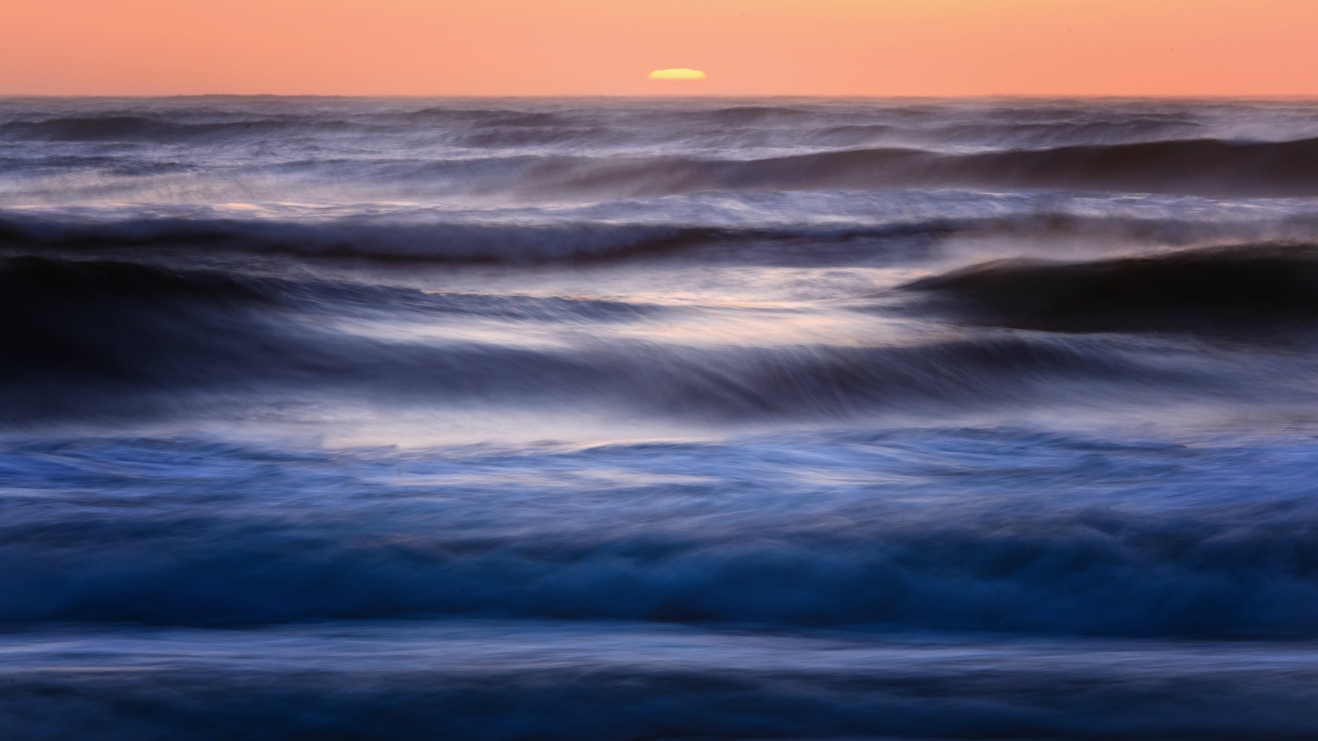 General 1920x1080 nature water sea waves sunset horizon long exposure