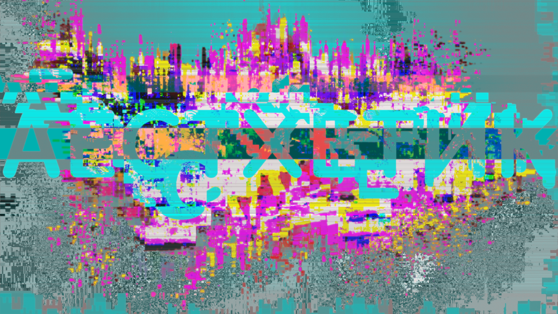 General 1920x1080 glitch art abstract LSD cyan digital art