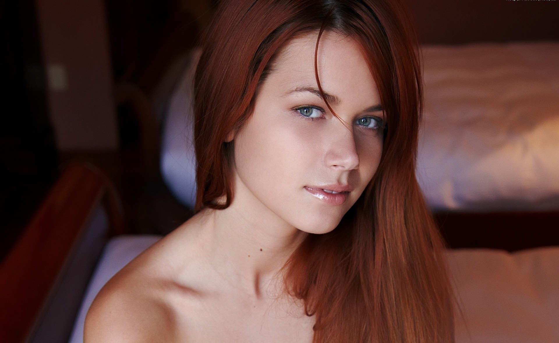 People 1920x1178 women redhead long hair face Kamila Hermanova model women indoors indoors MetArt