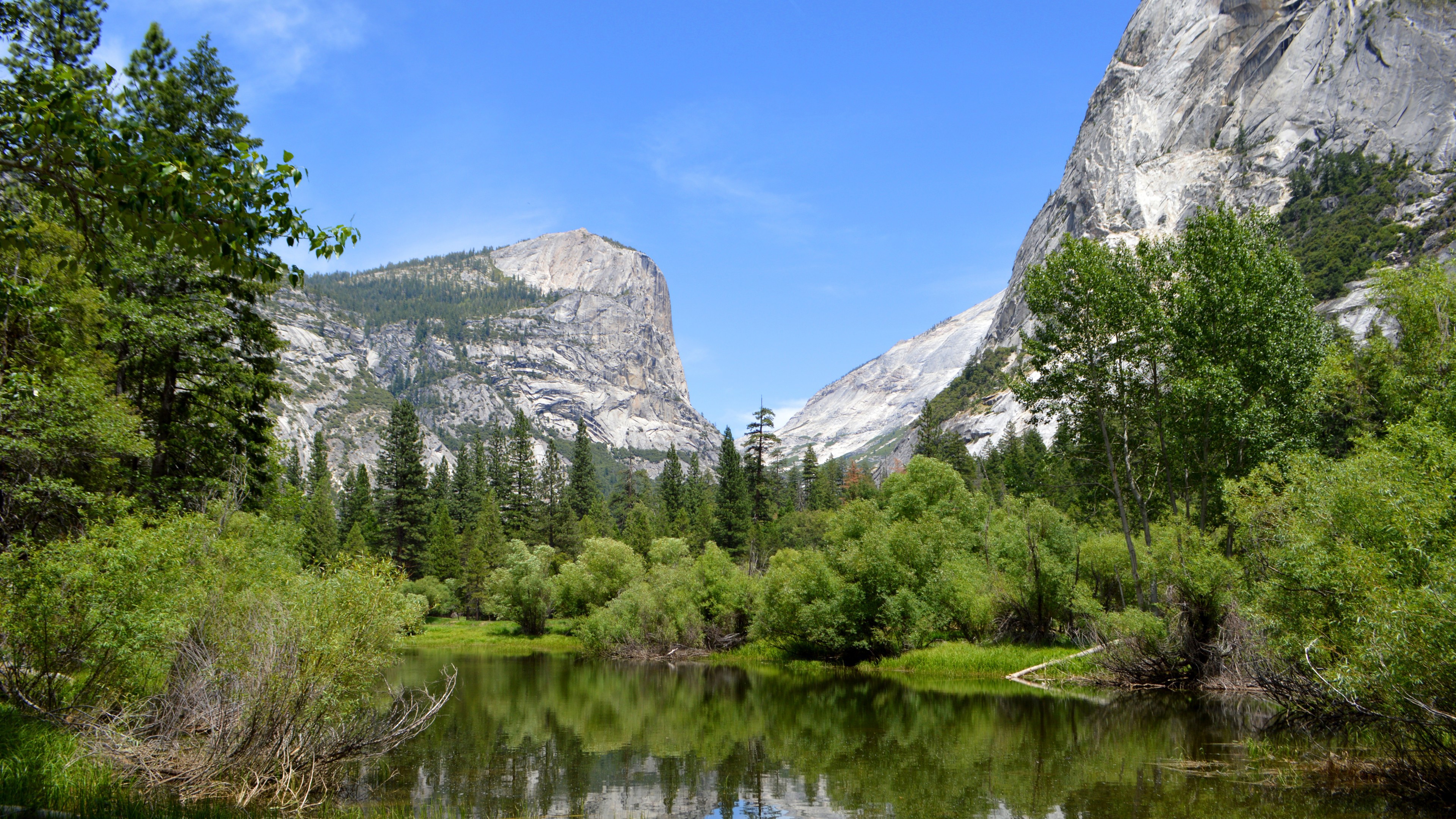 General 3840x2160 Yosemite National Park Half Dome lake mountains cliff forest USA water outdoors nature