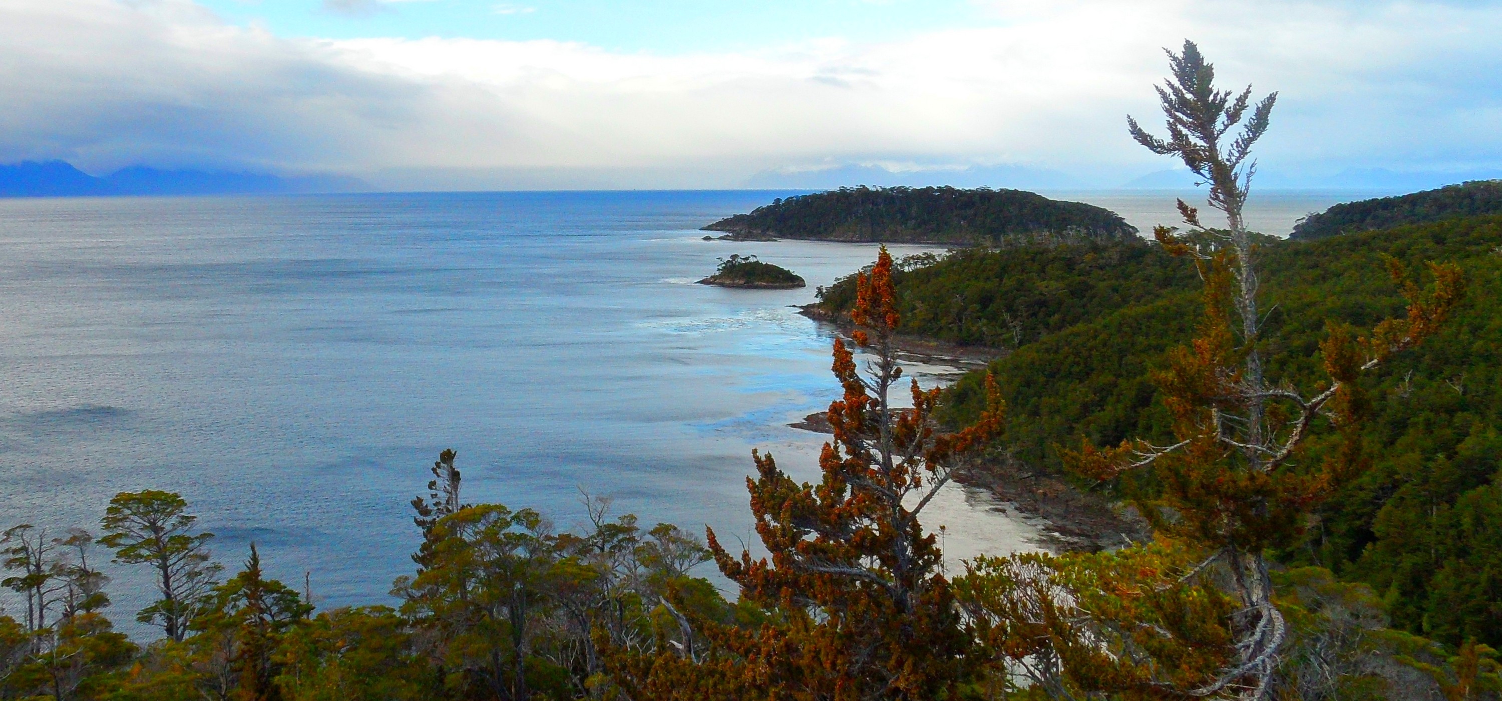 General 3000x1400 nature landscape photography peninsula island forest hills sea trees clouds beach Patagonia Chile South America coast