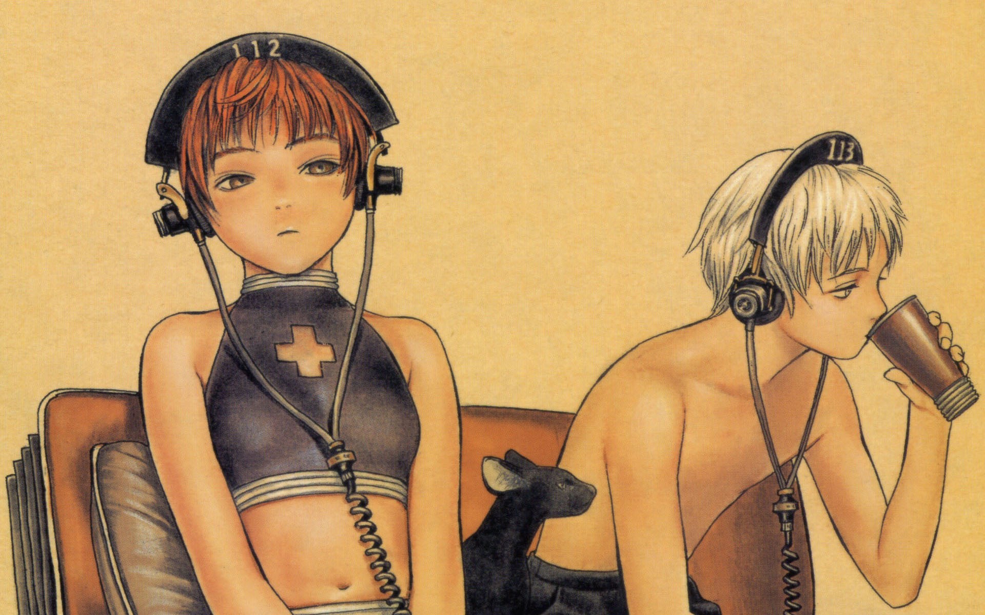 Anime 1920x1200 Murata Range original characters anime girls anime boys headphones cup anime