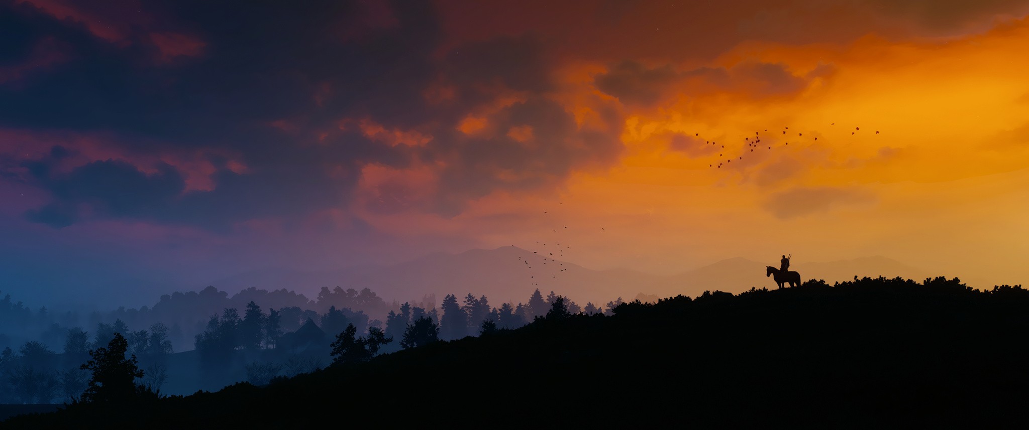 General 2048x857 The Witcher 3: Wild Hunt landscape sunset