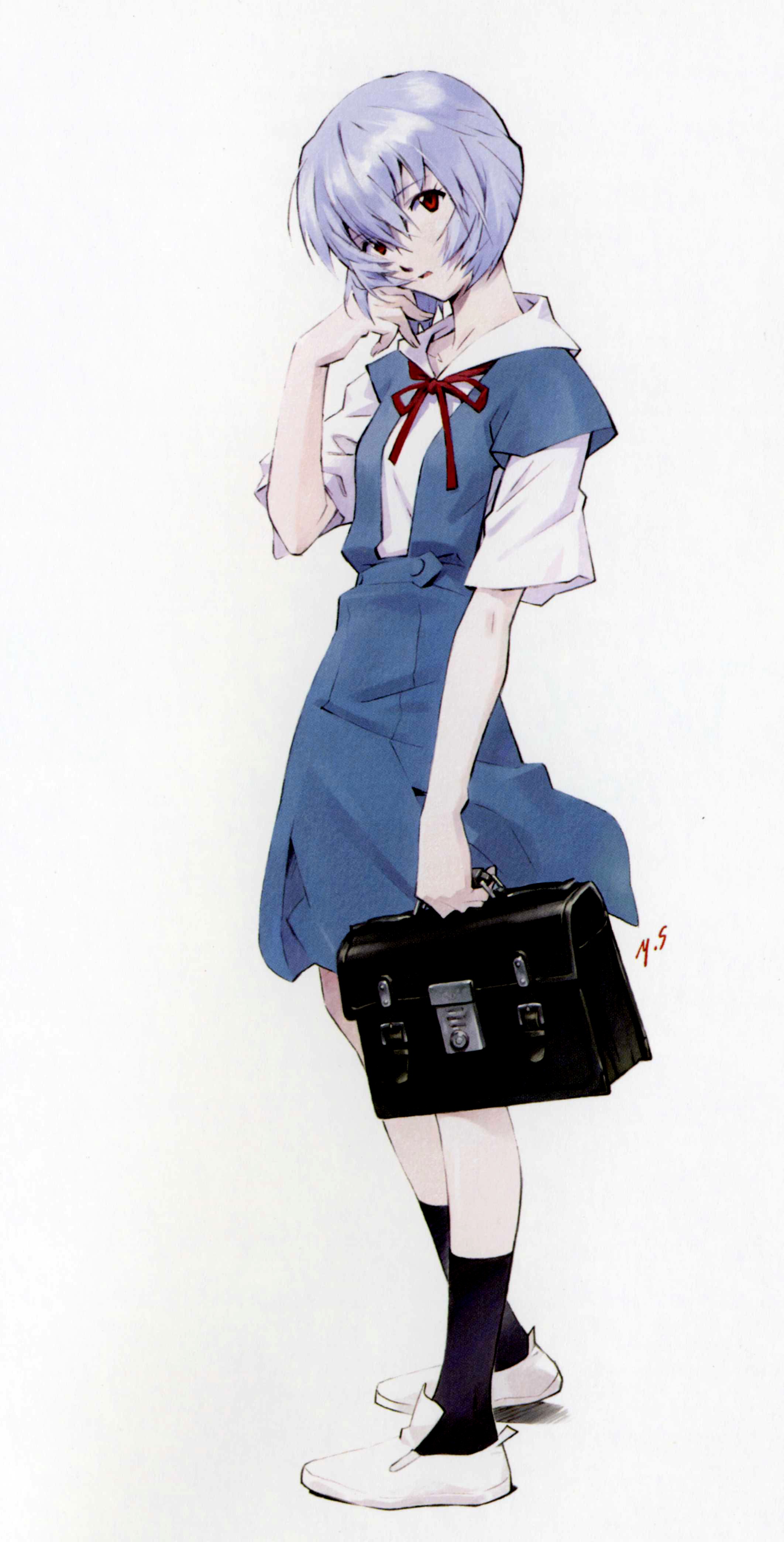 Anime 2124x4176 anime anime girls red eyes white background short hair school uniform