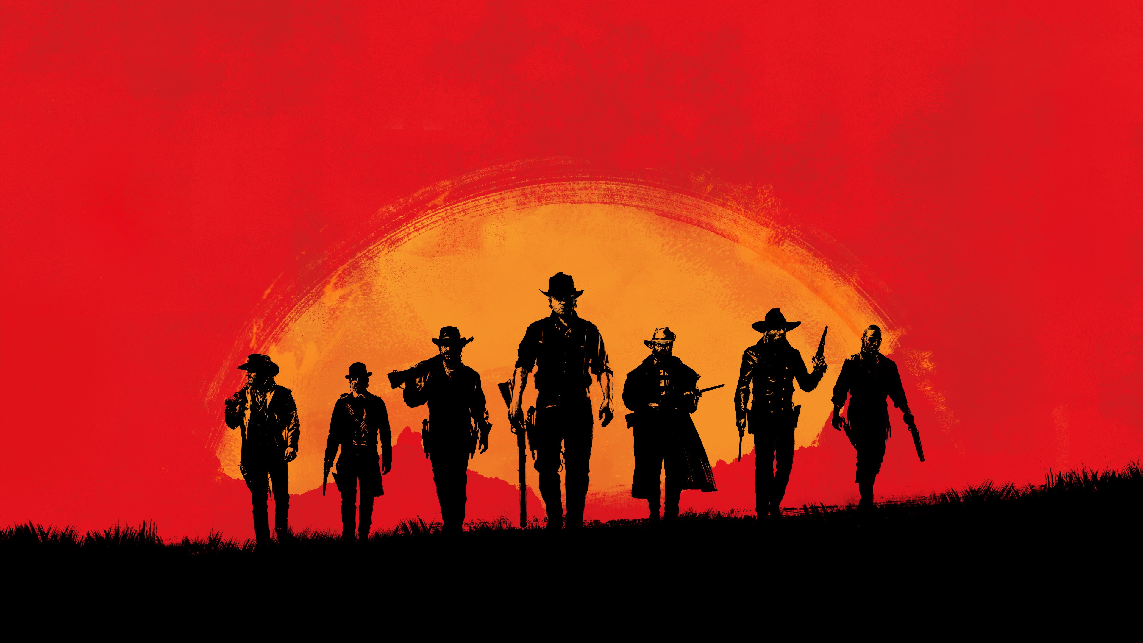General 3840x2160 Red Dead Redemption red video games Rockstar Games sunset western sunrise minimalism Red Dead Redemption 2