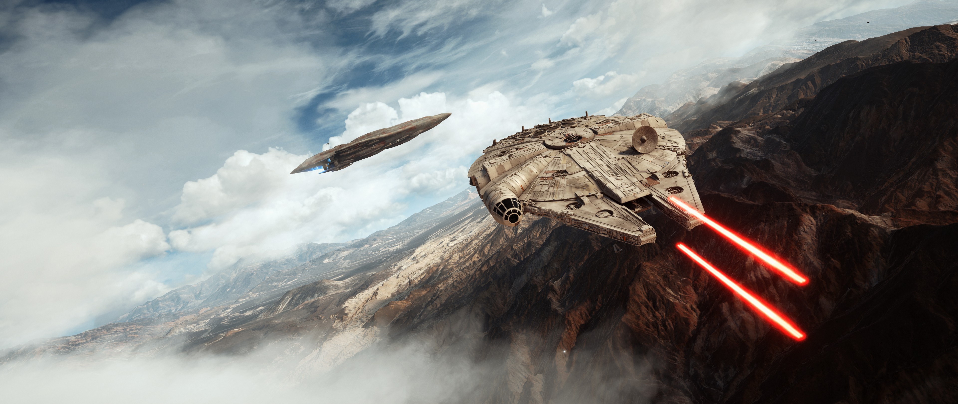 General 3840x1620 Millennium Falcon Star Wars: Battlefront video games Star Wars PC gaming video game art science fiction