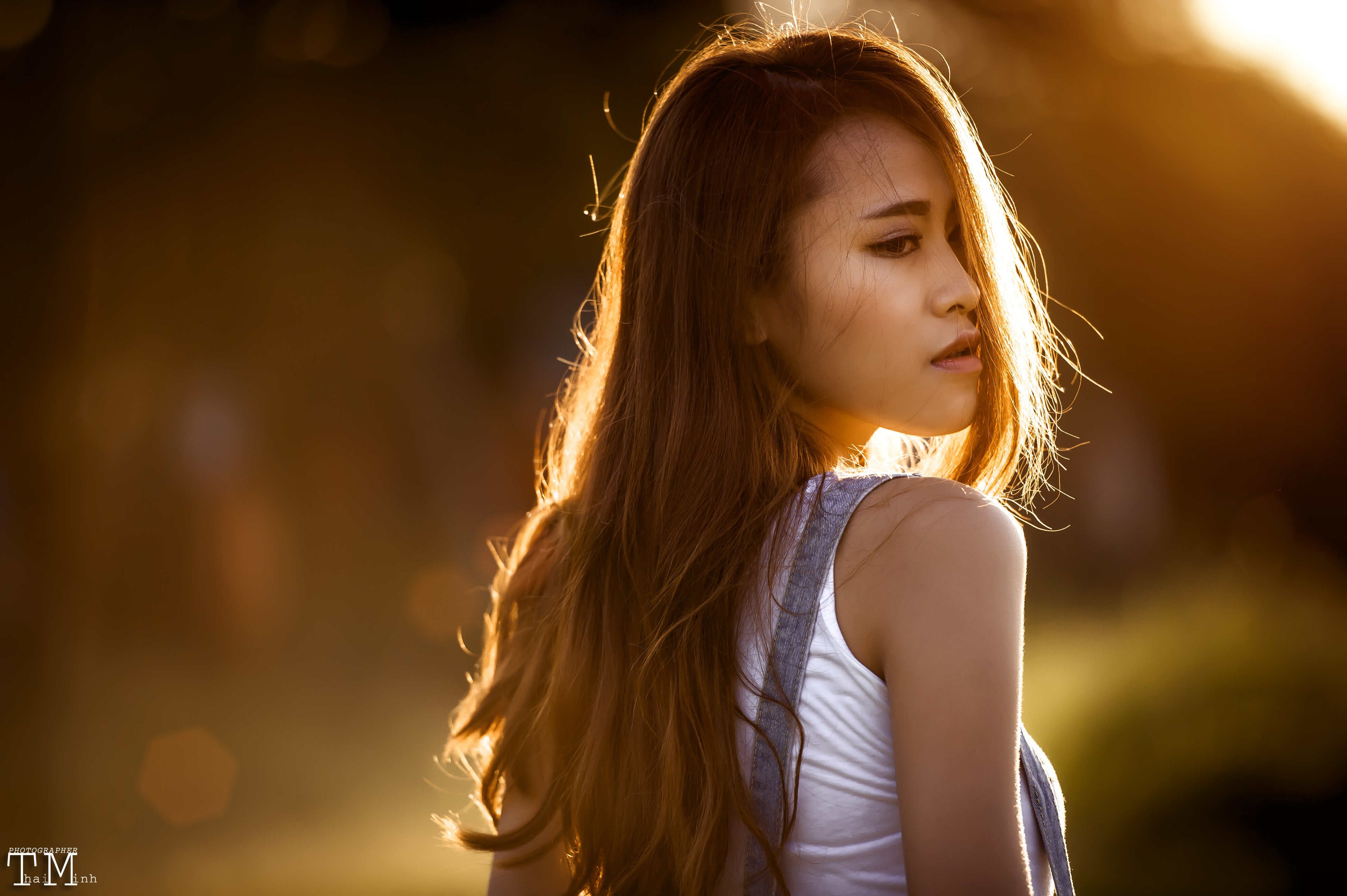 women, Asian, brunette, long hair, profile, looking back | 4256x2832 ...