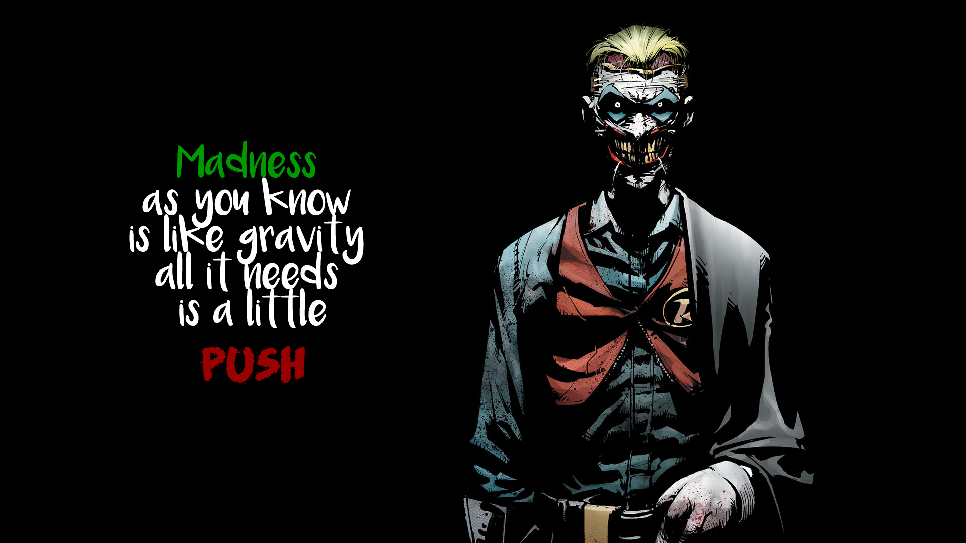 General 1920x1080 Joker quote comics text black background simple background