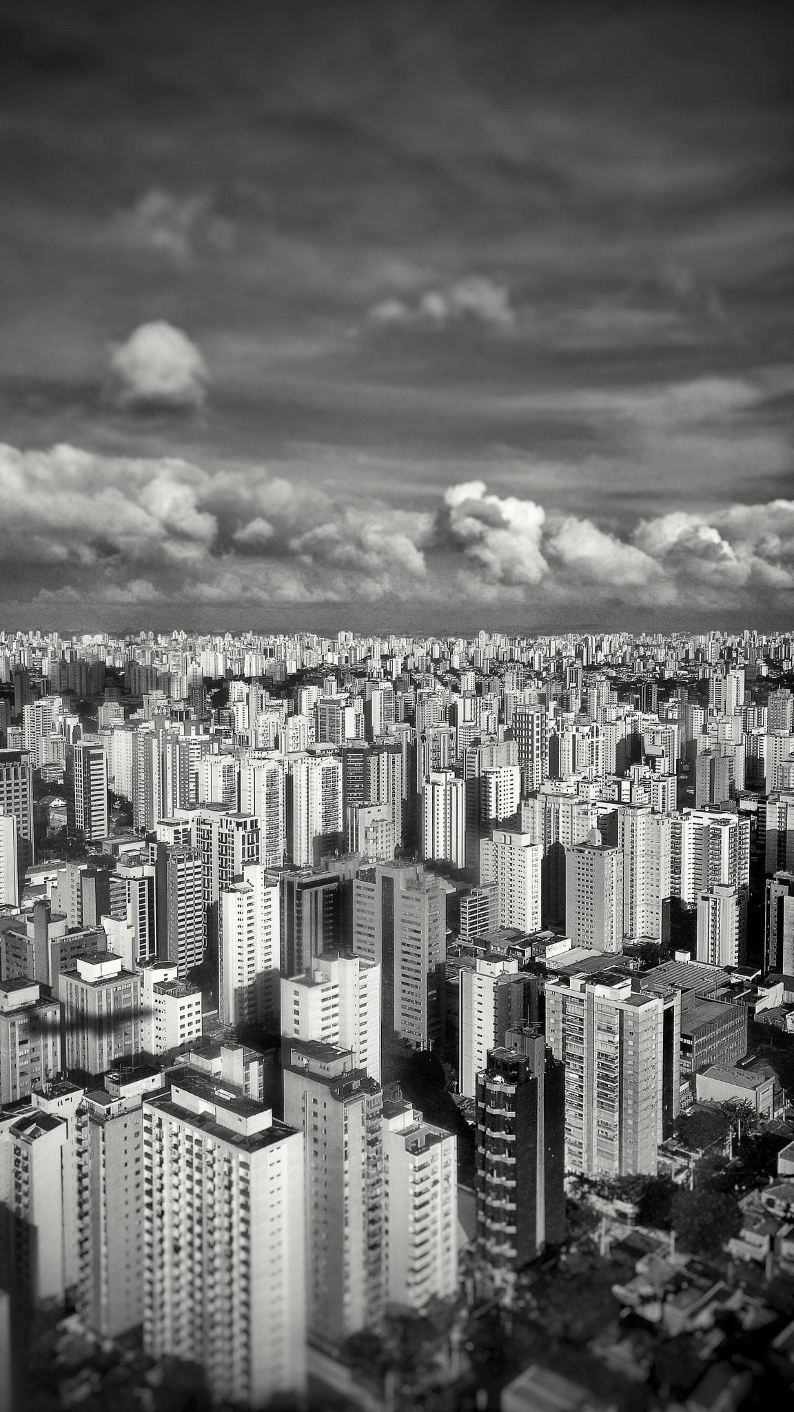General 1152x2048 São Paulo Brazil cityscape clouds monochrome building aerial view