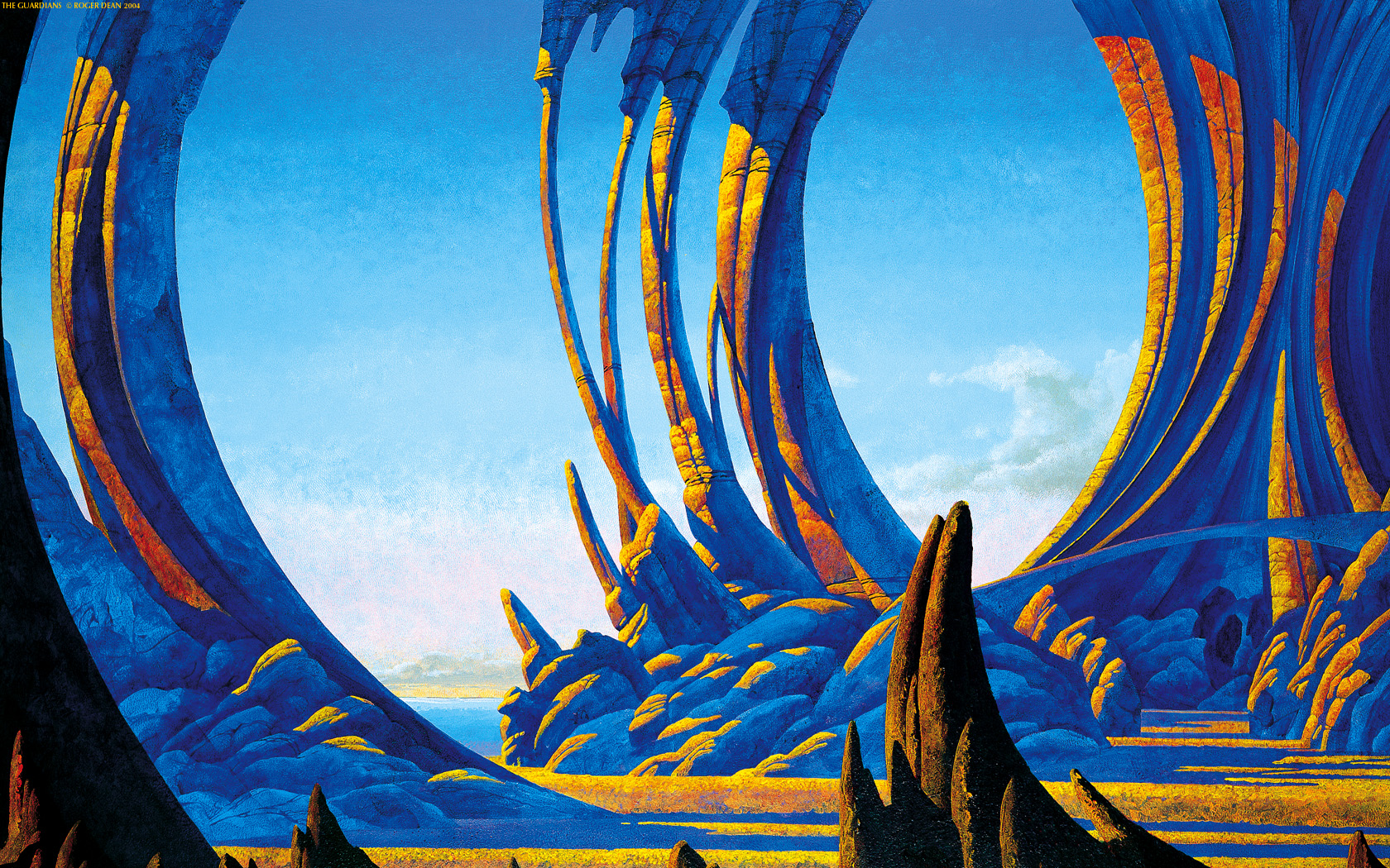 General 1680x1050 Roger Dean Yes artwork progressive rock album covers fantasy art landscape alien world rock formation