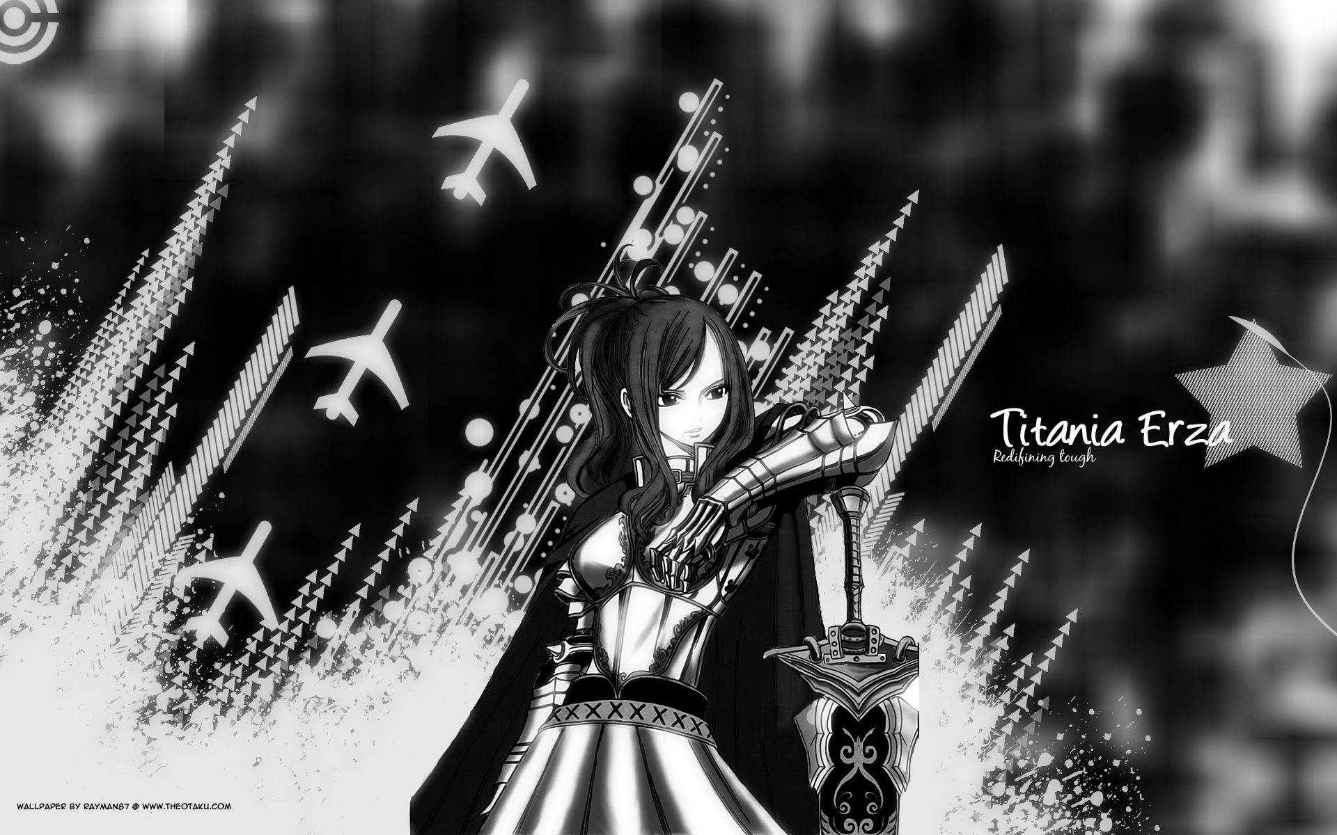 Anime 1920x1200 Fairy Tail anime monochrome anime girls armor fantasy girl sword