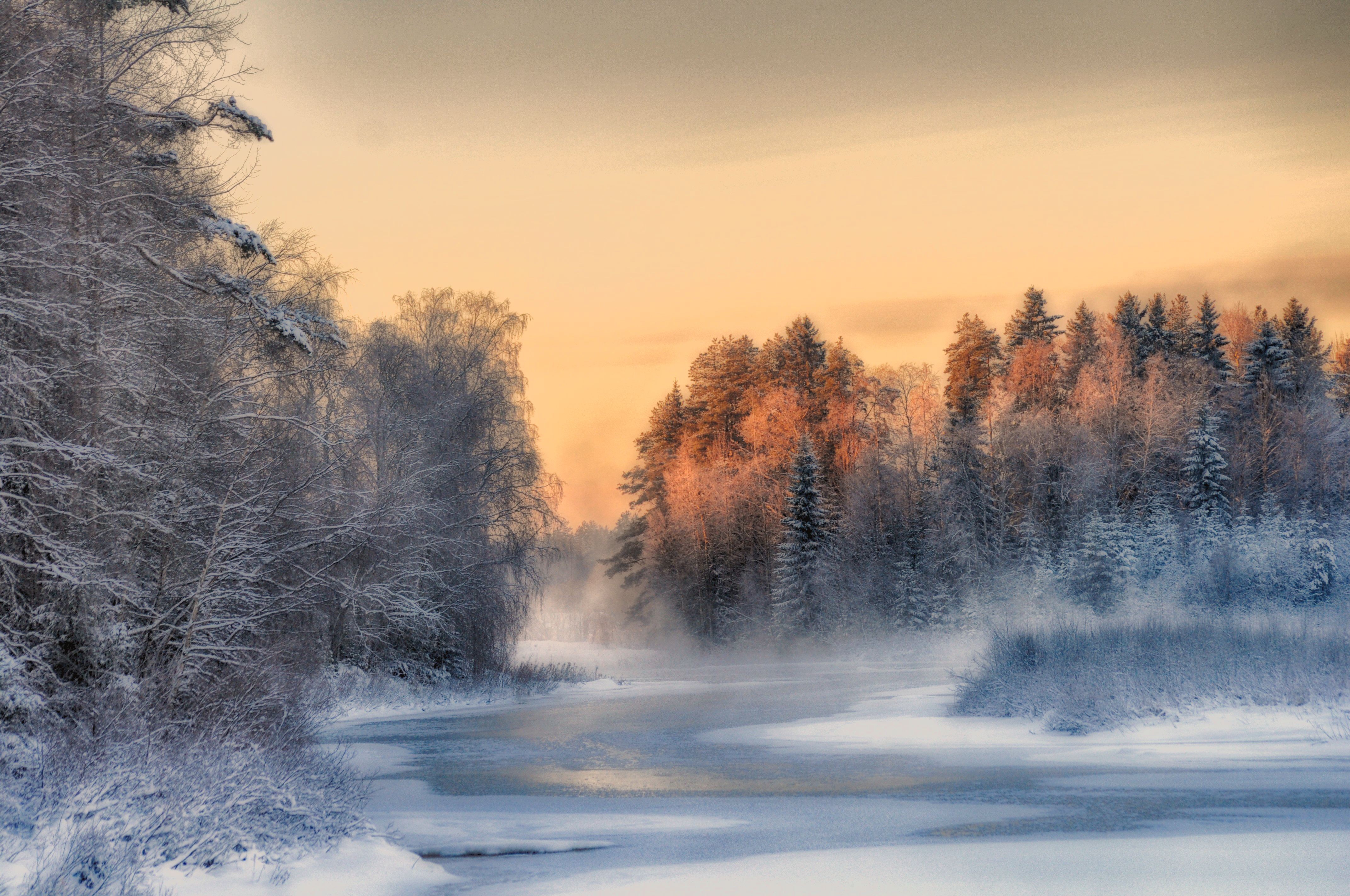 General 4288x2848 winter Finland trees landscape nature snow ice river