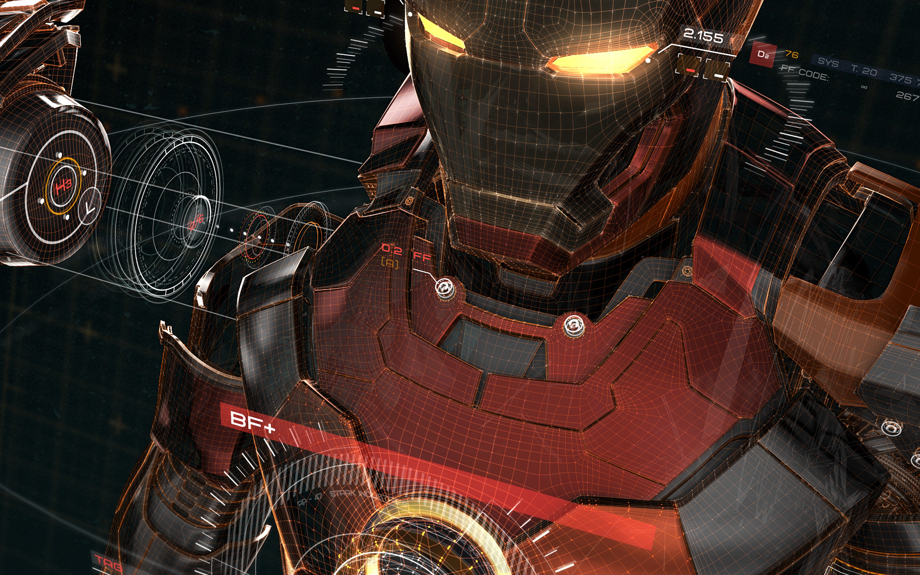 General 3840x2400 Iron Man The Avengers digital art glowing eyes