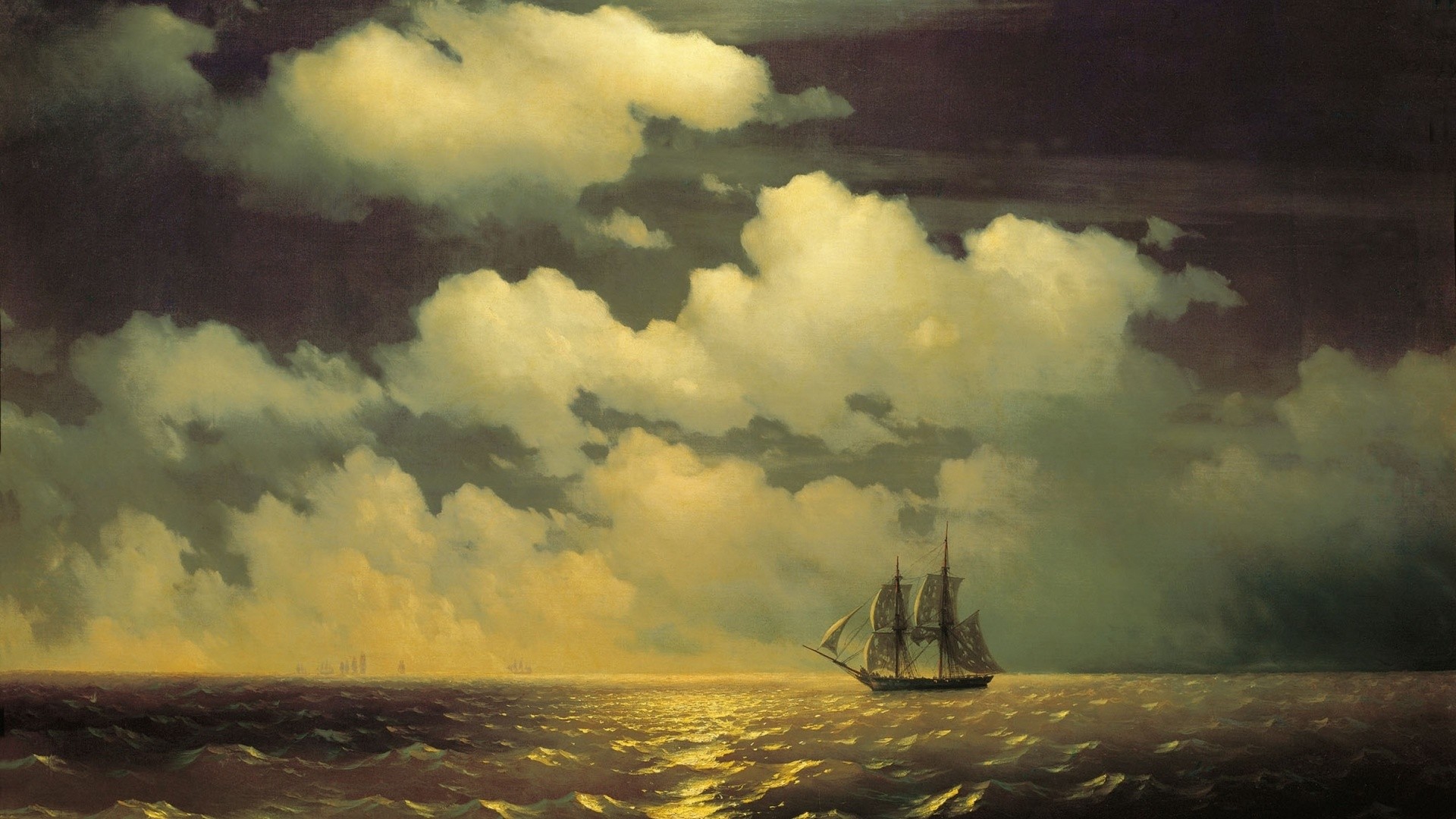 General 1920x1080 artwork painting classic art water sea sailing ship Ivan Aivazovsky clouds waves horizon