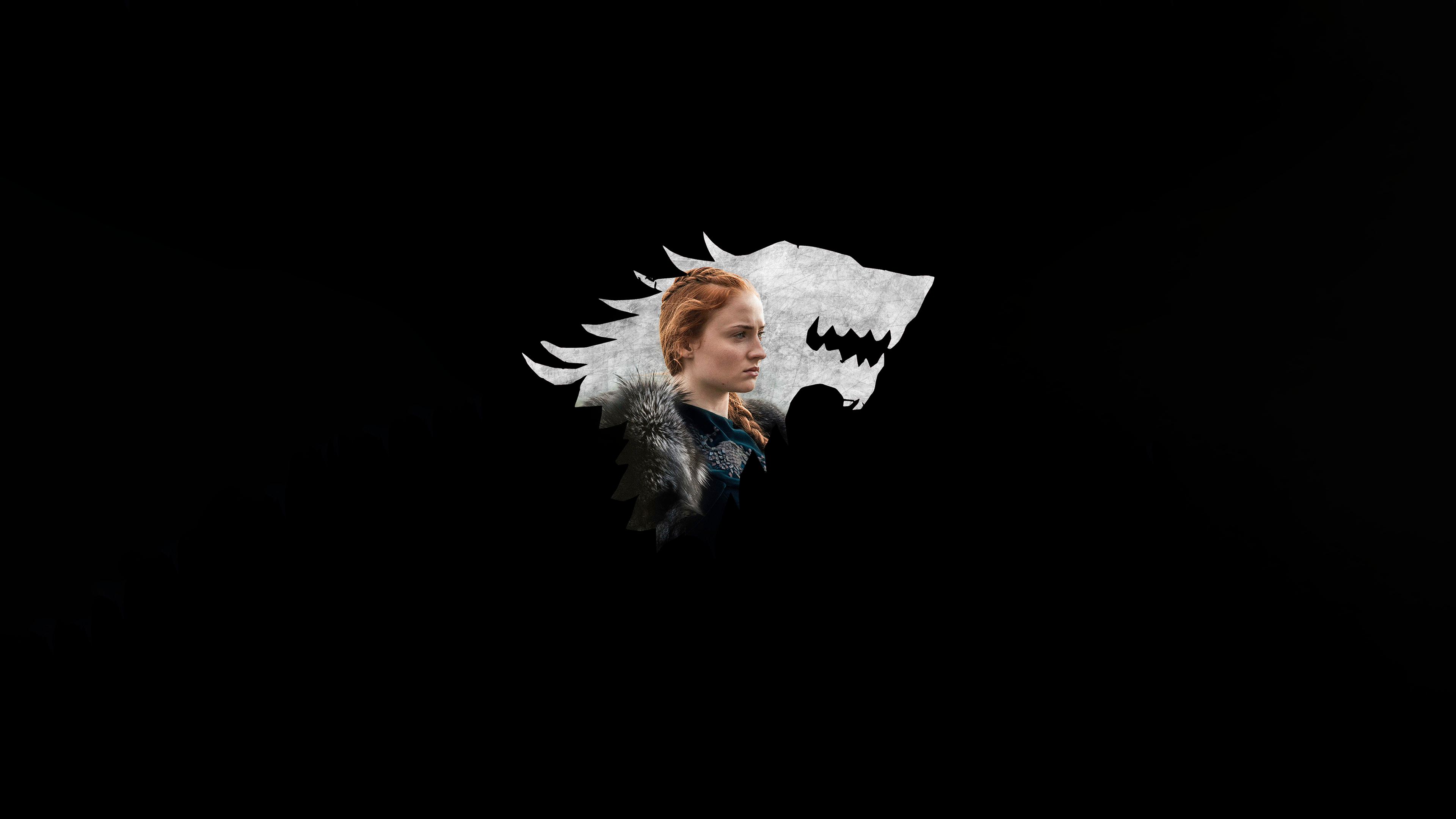 General 3840x2160 minimalism simple background black background Sansa Stark A Song of Ice and Fire Game of Thrones actress TV series