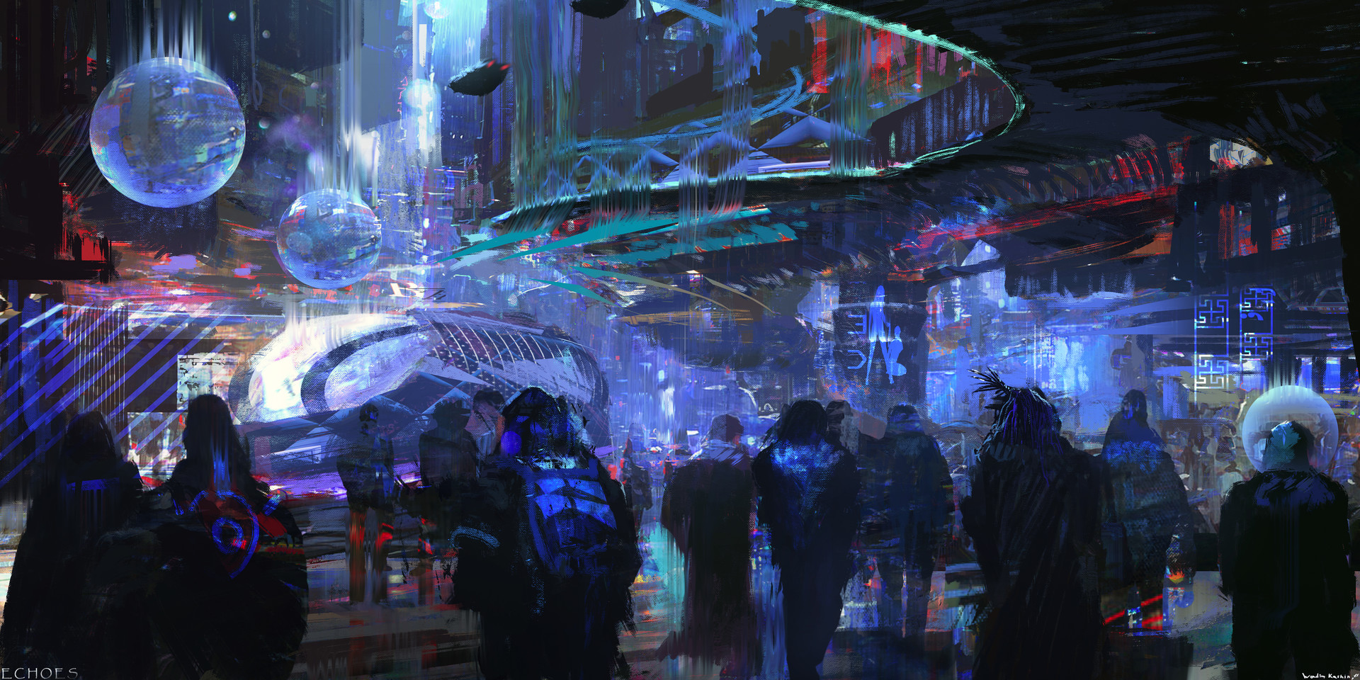 General 1920x960 cyberpunk science fiction digital art watermarked artwork futuristic futuristic city urban people
