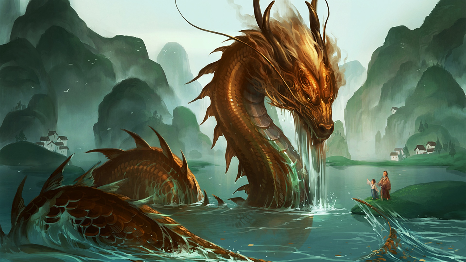 General 1920x1080 dragon digital art Chinese dragon