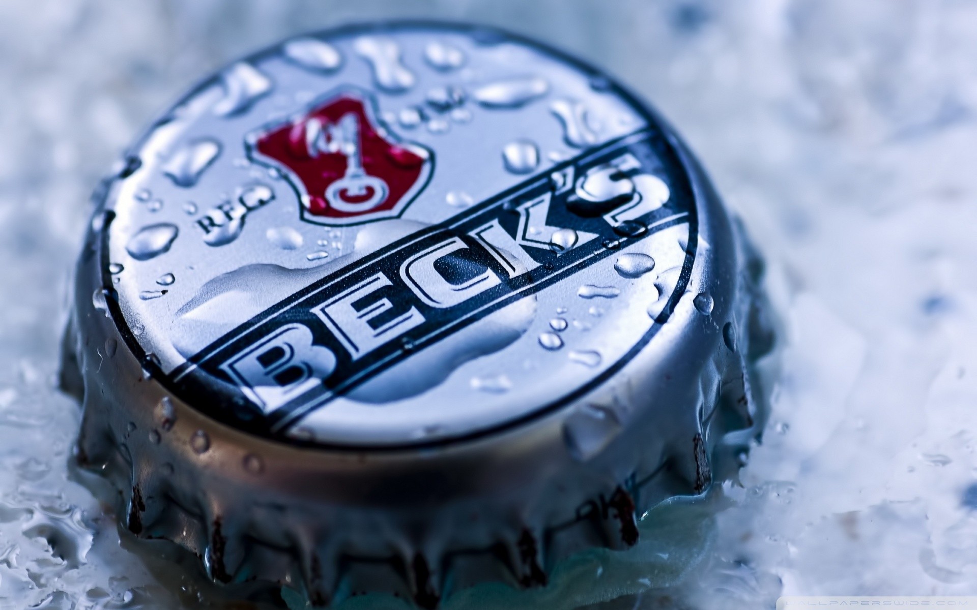 General 1920x1200 logo metal water drops Beck's (Beer) brand closeup