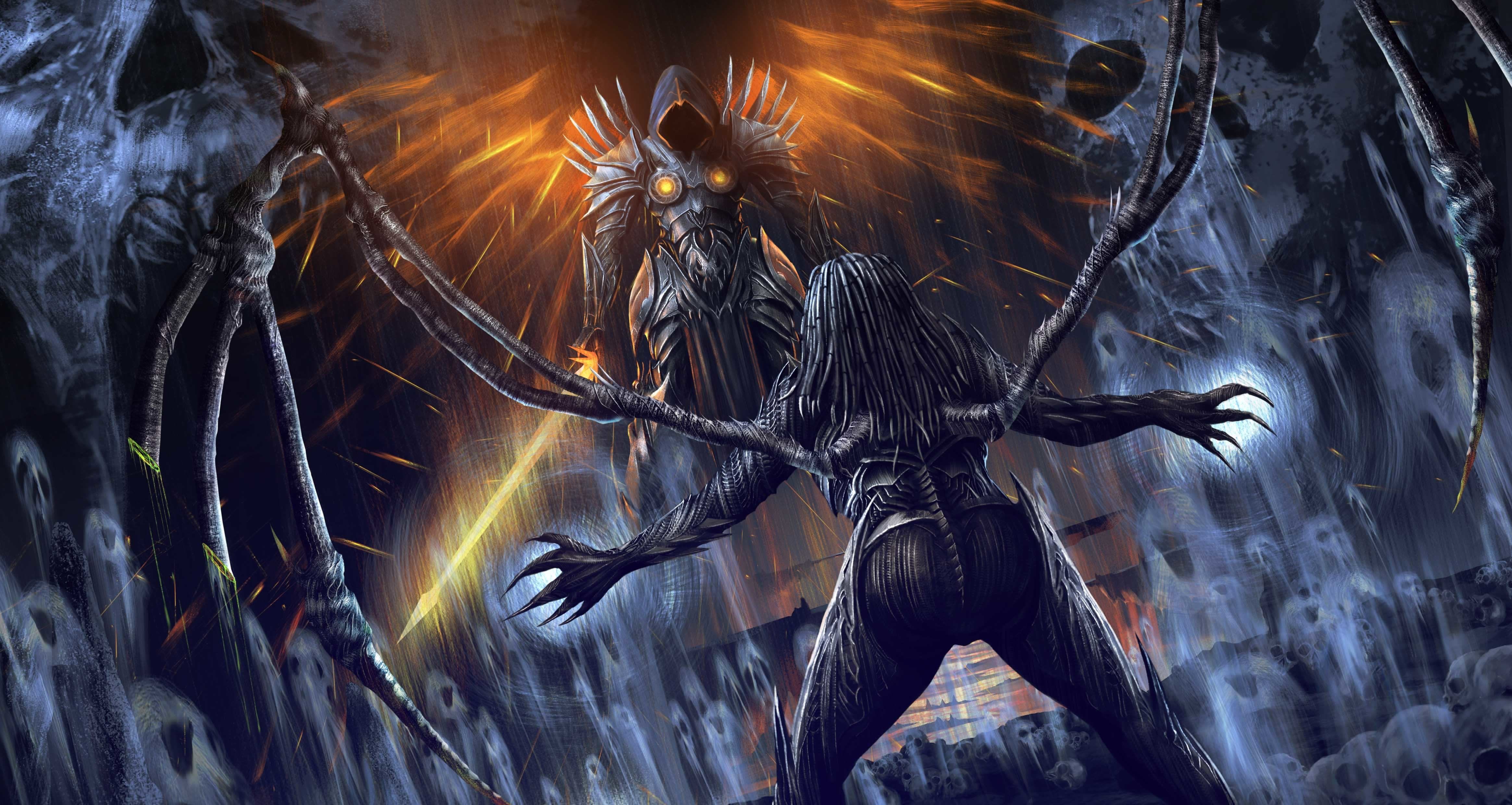 General 4658x2480 fantasy art fantasy girl video games Diablo Diablo III Sarah Kerrigan Tyreal sword claws video game art PC gaming