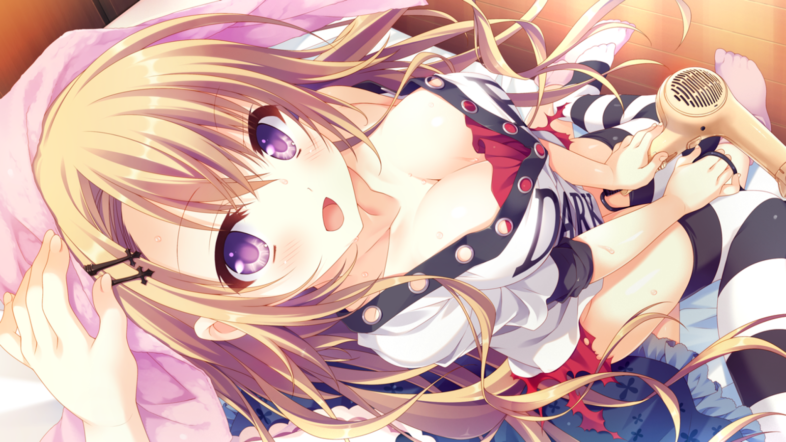 Anime 1600x900 Otome Domain cleavage thigh-highs