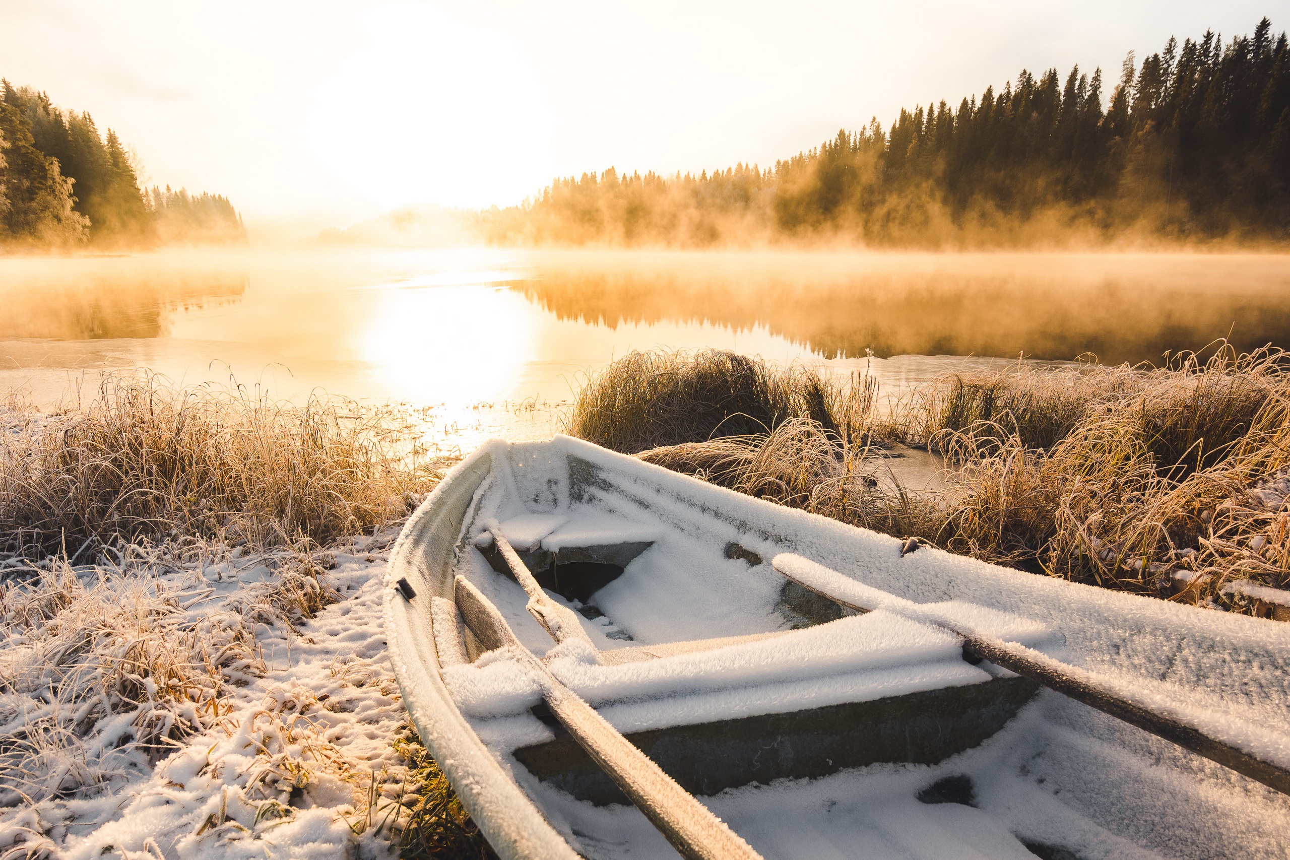 General 2560x1707 boat vehicle sunlight nature snow winter