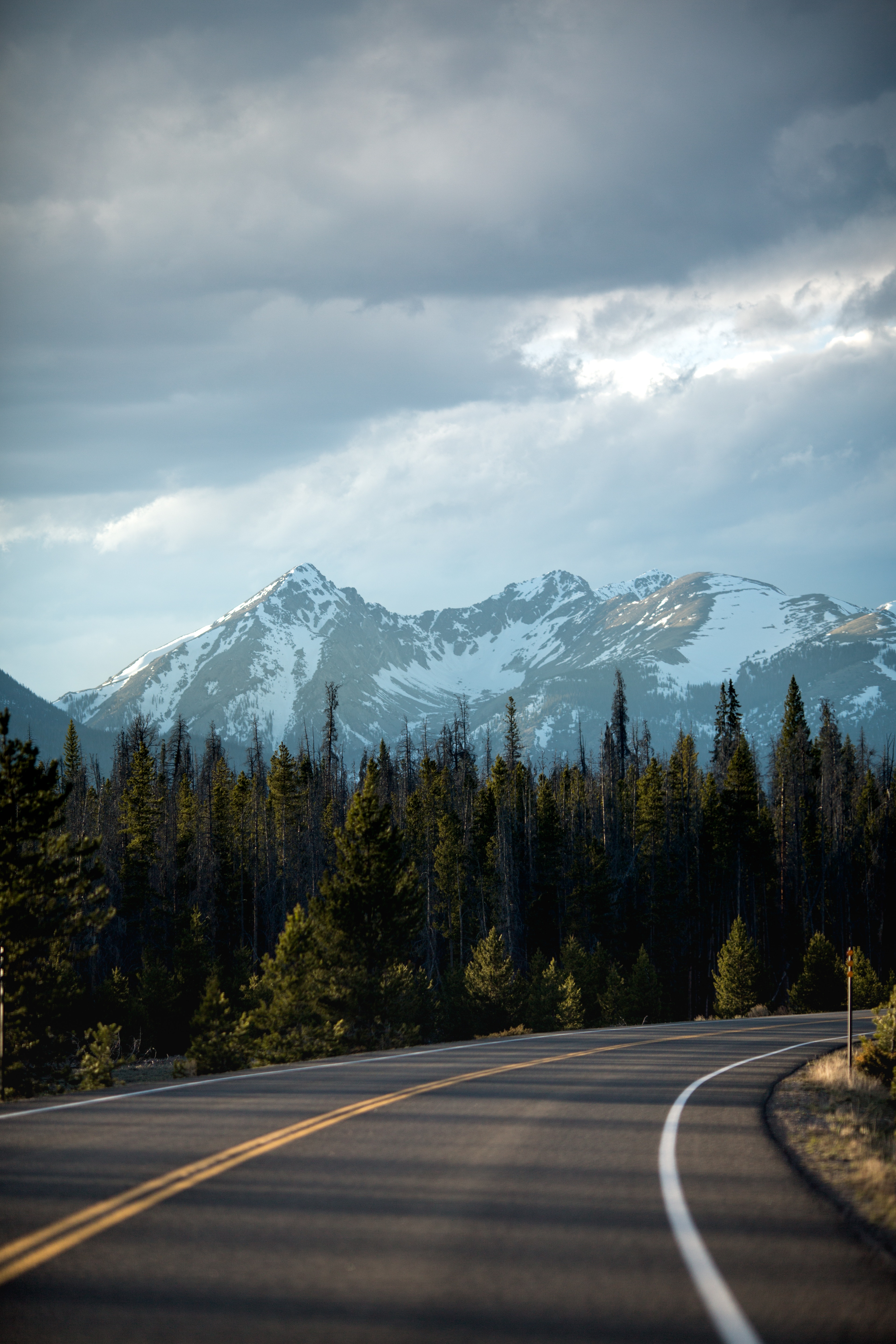 General 3840x5760 nature trees snow mountains road