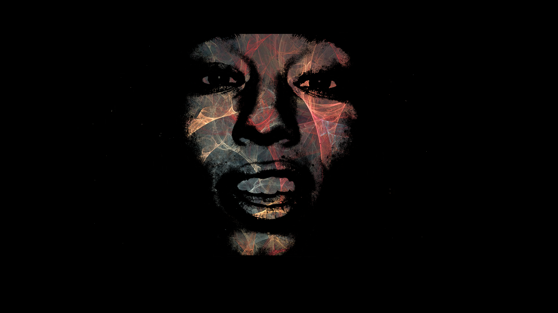 General 1920x1080 colorful face black artwork simple background black background closeup portrait