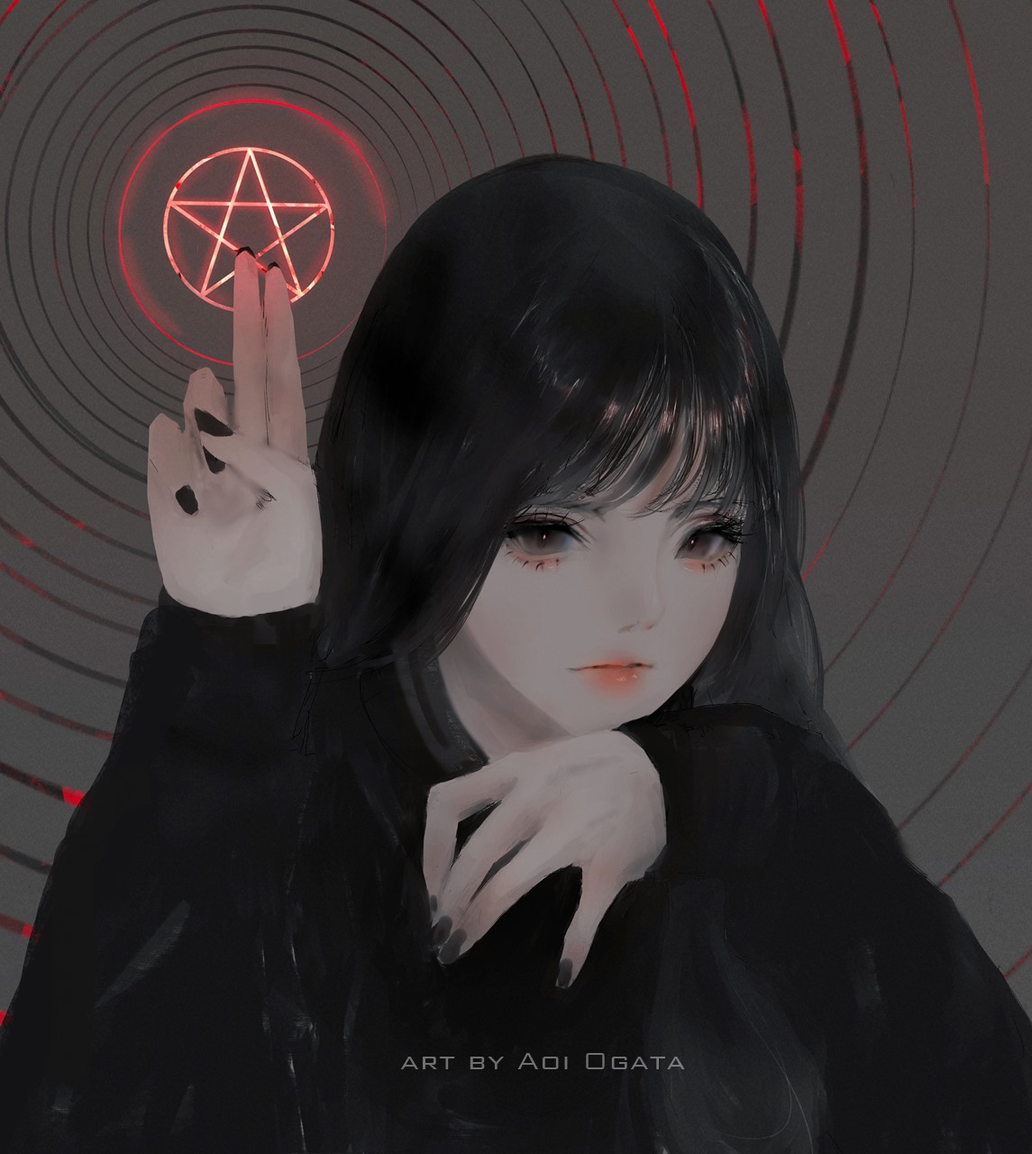 Anime 1145x1280 Aoi Ogata 2D magic circle anime girls satanic pentagram portrait display