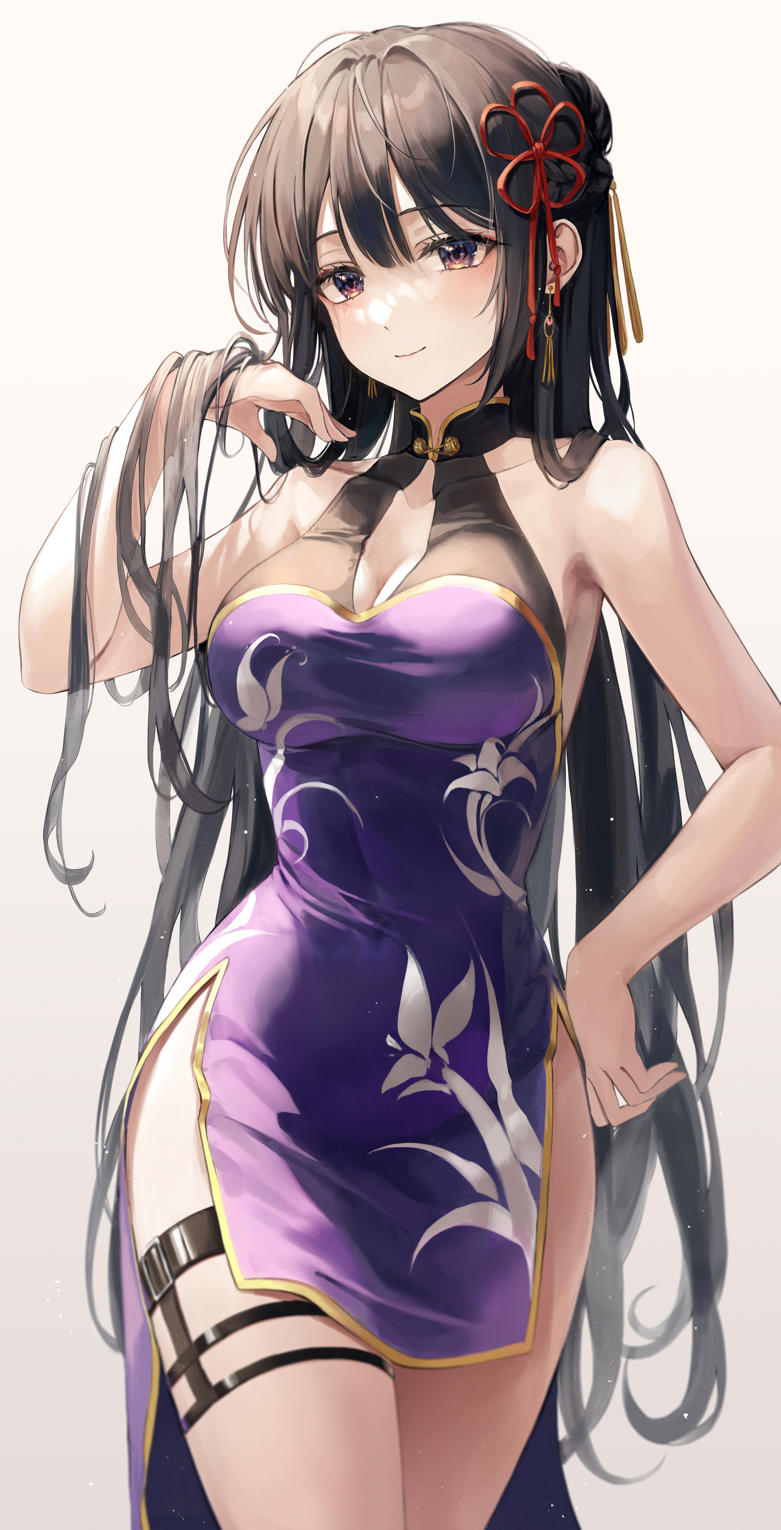 Anime 1608x3150 anime girls boobs portrait display Chinese dress long hair cleavage Ekina
