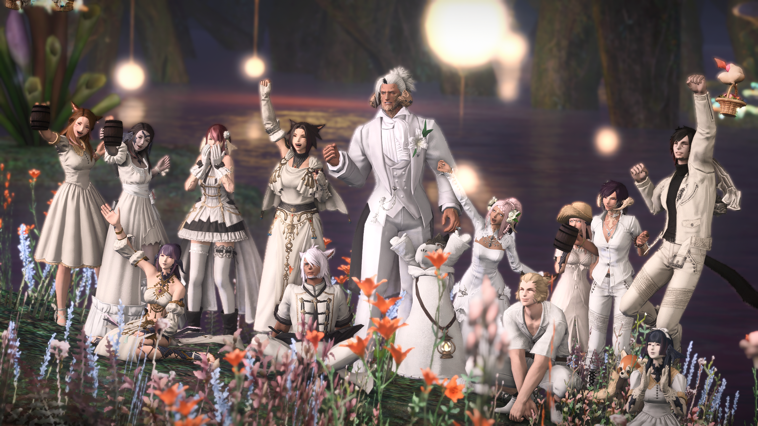 General 2560x1440 Final Fantasy XIV: A Realm Reborn reshade weddings white oNyx CGI video game characters wedding dress wedding attire flowers gloves video games