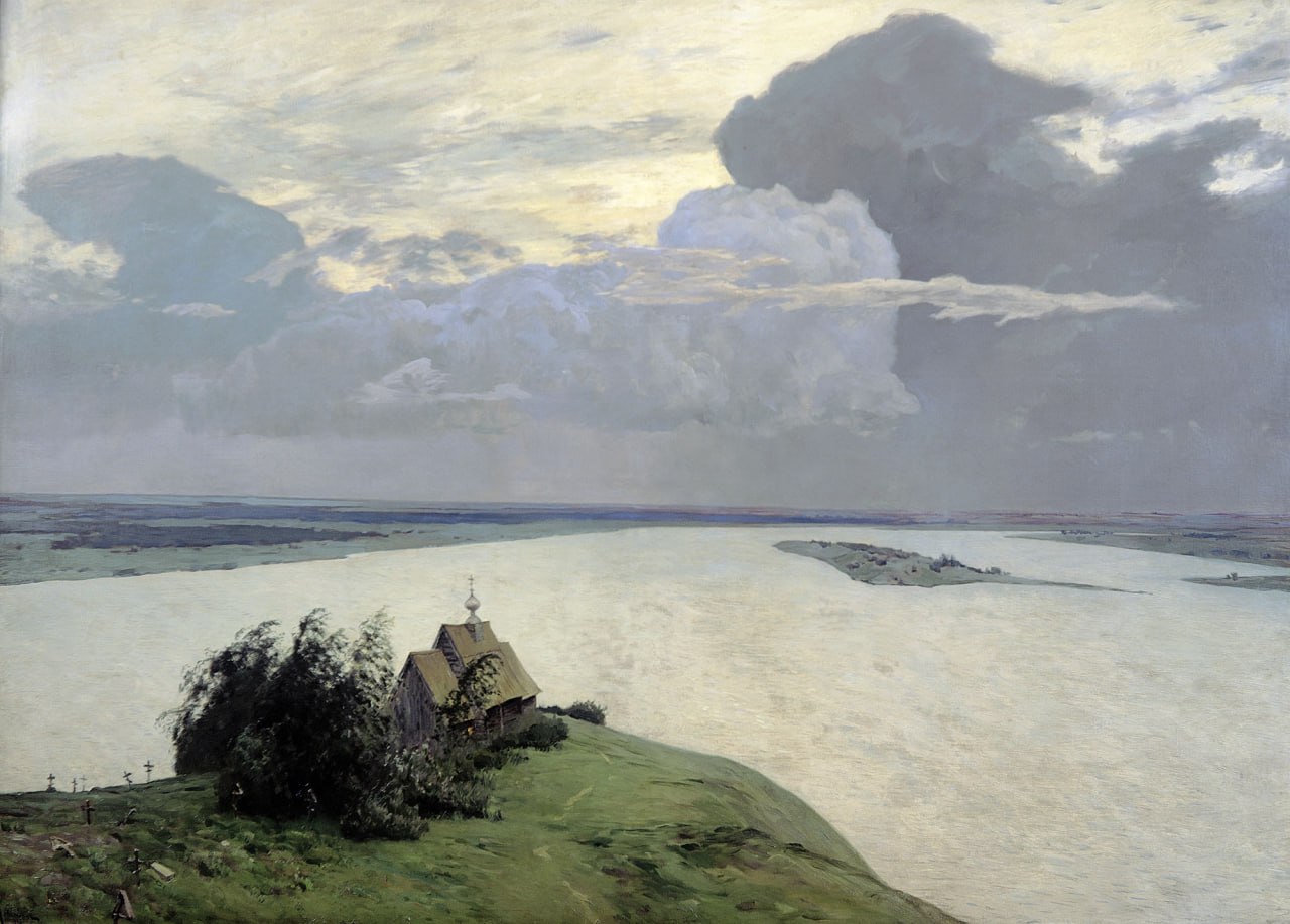 General 1280x917 Isaac Ilyich Levitan traditional art artwork water clouds sky simple background minimalism