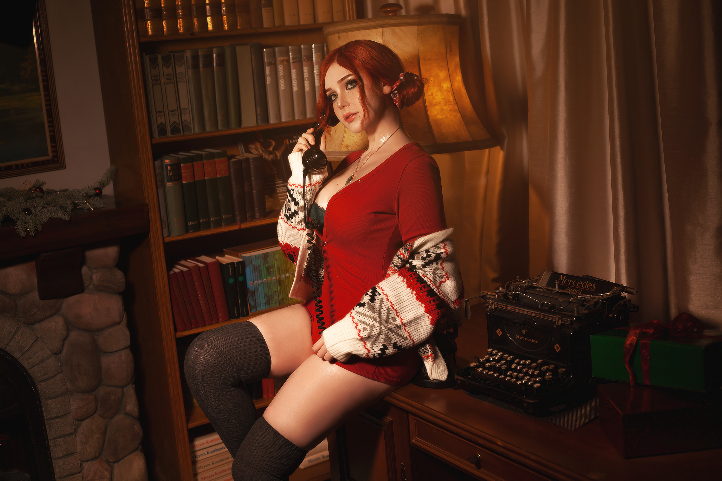 People 3000x2000 Sayafox cosplay The Witcher 3: Wild Hunt Triss Merigold redhead cleavage women