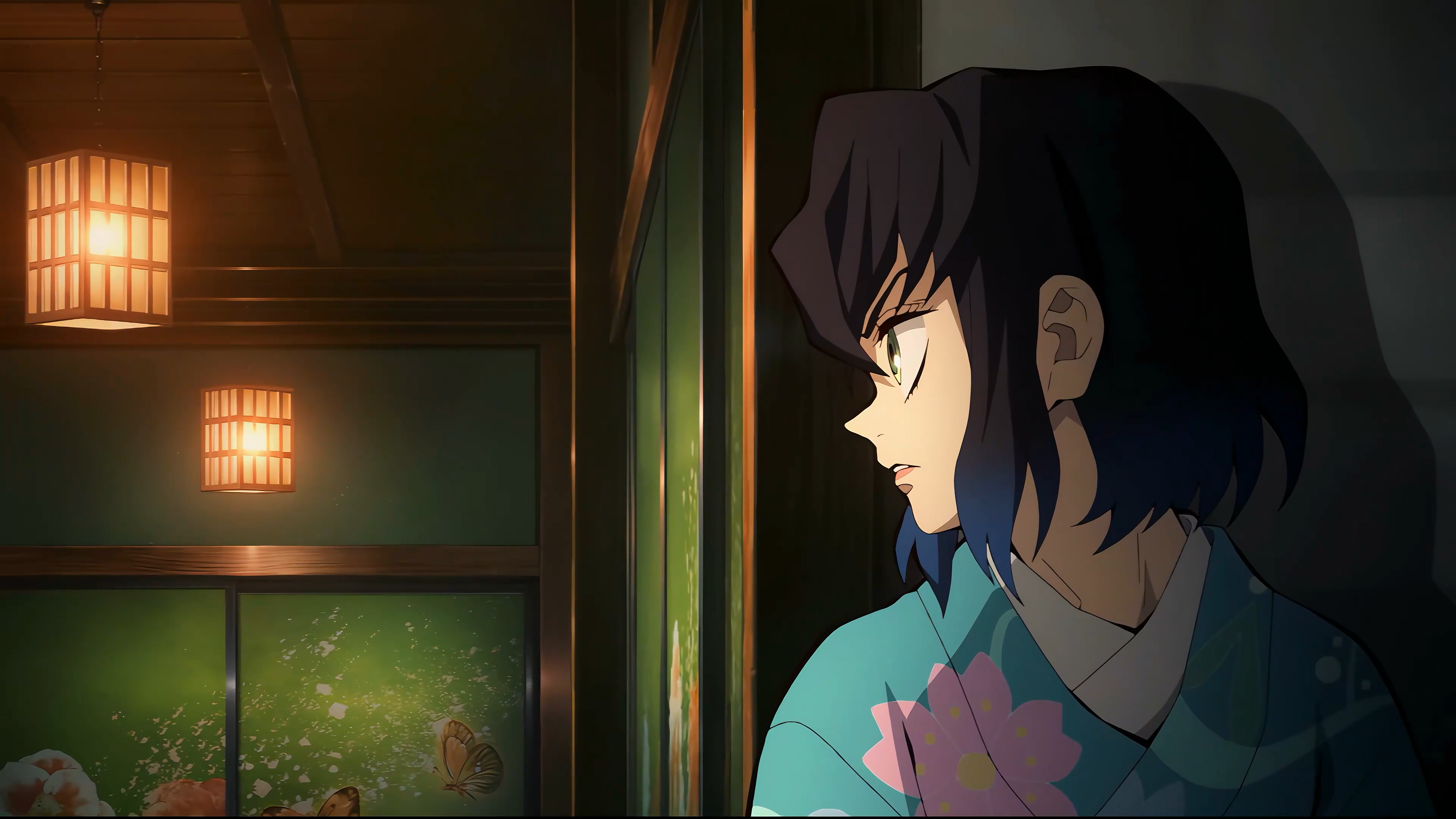 Anime 3840x2160 Kimetsu no Yaiba Inosuke Hashibira Anime screenshot anime boys kimono lights short hair