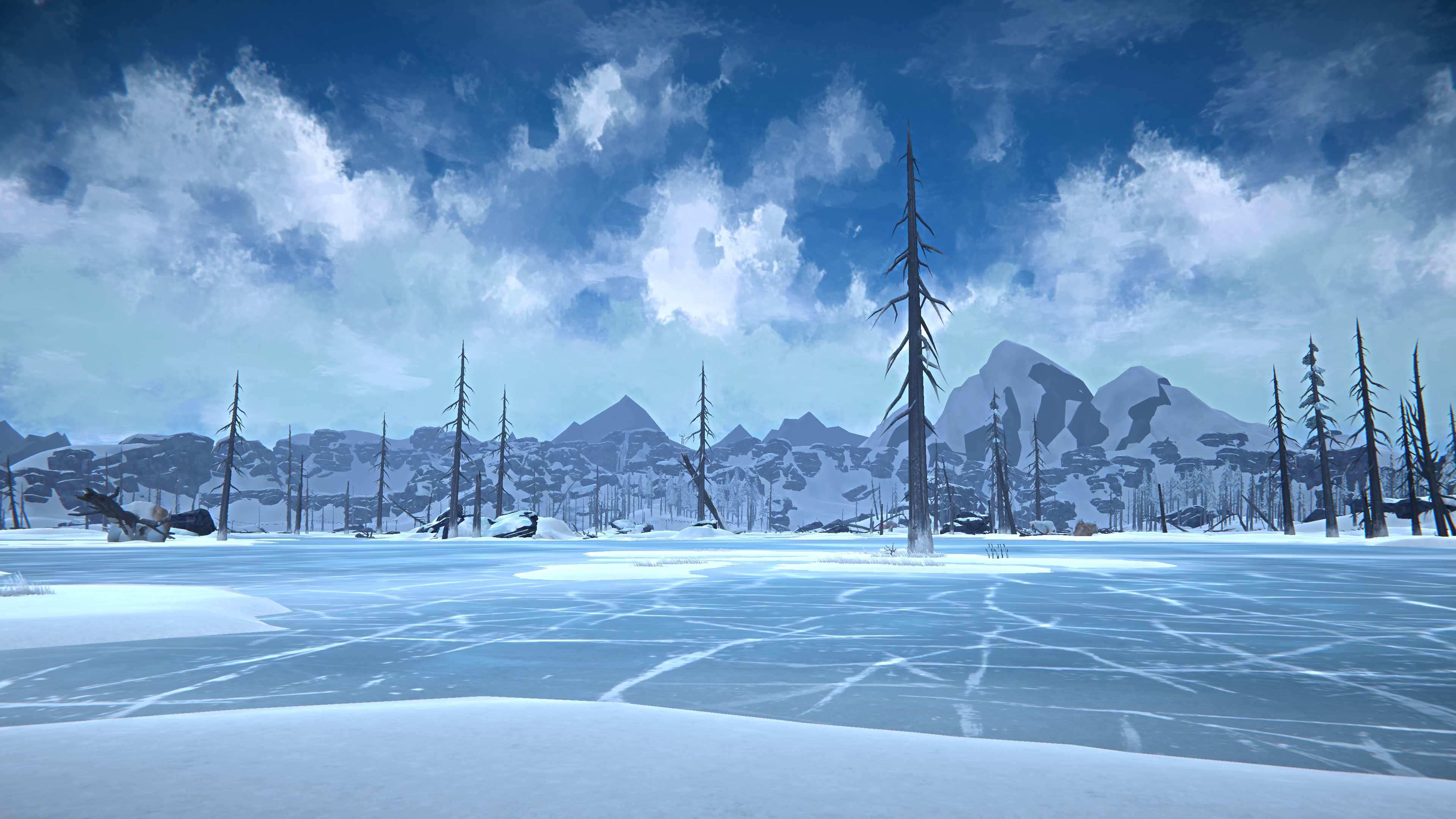 General 3840x2160 The Long Dark screen shot video game landscape survival snow ice winter nature sky trees clouds