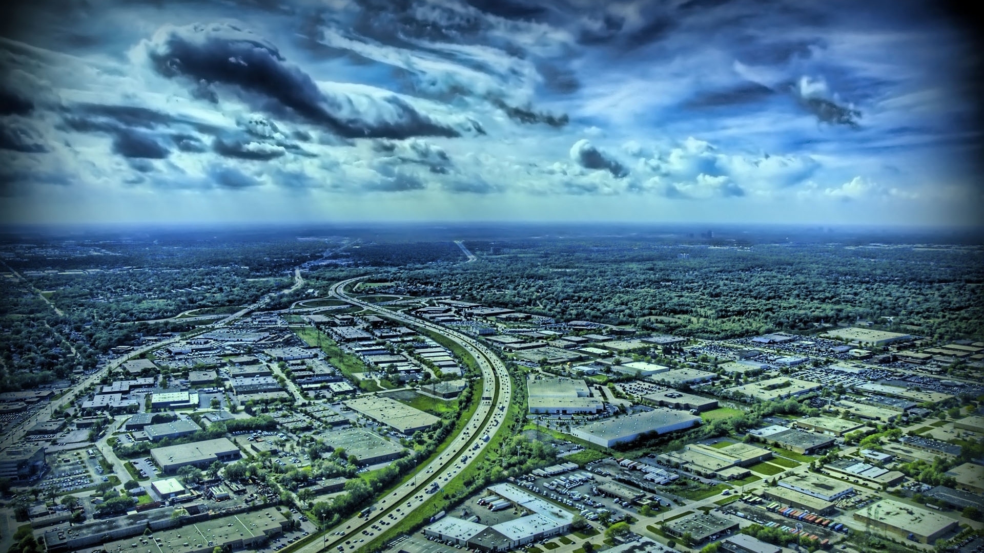 General 1920x1080 cityscape highway city clouds sky road car
