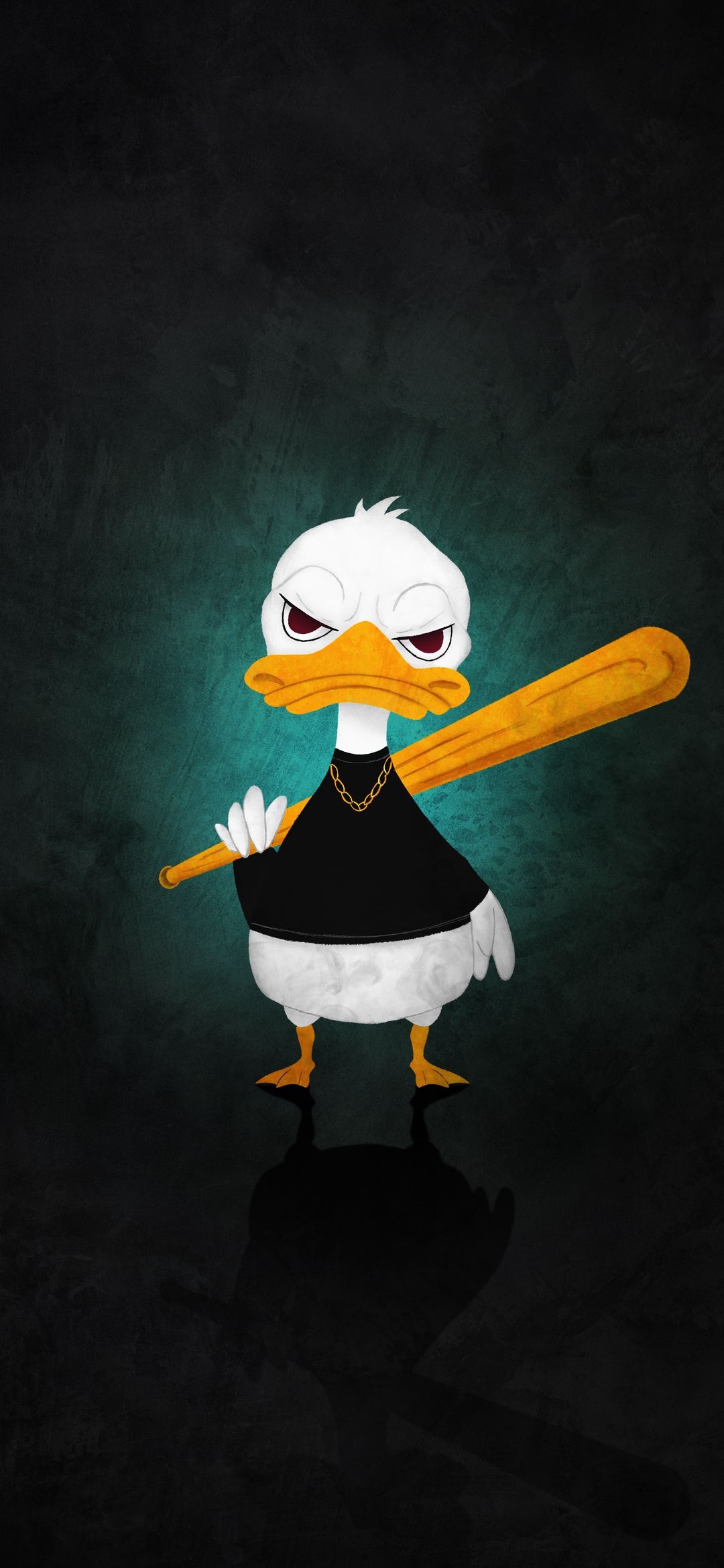 General 1080x2340 thug life Donald Duck baseball bat chains duck portrait display simple background digital art