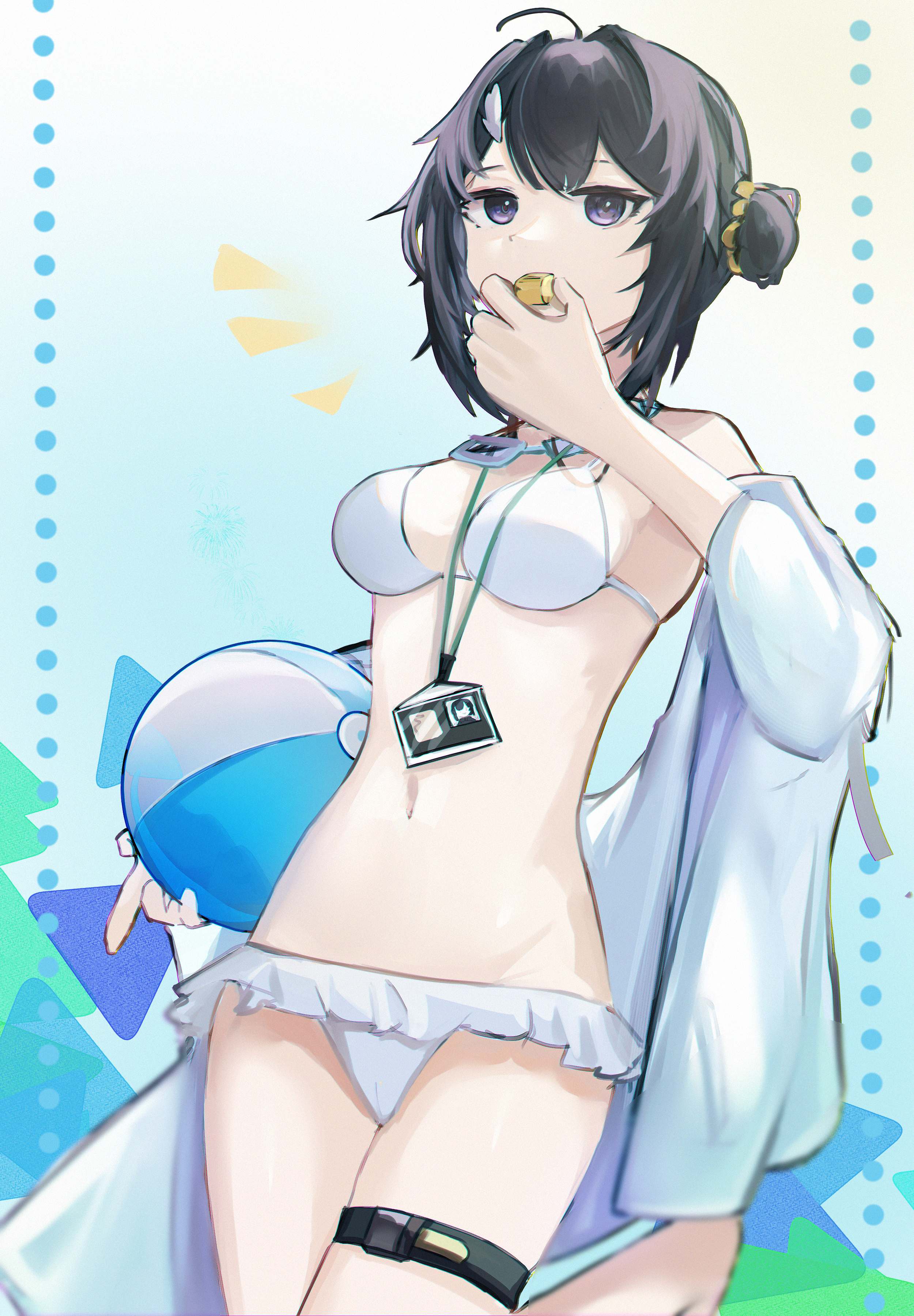 Anime 2500x3600 La Pluma(Arknights) Arknights anime girls swimwear bikini beach ball whistle