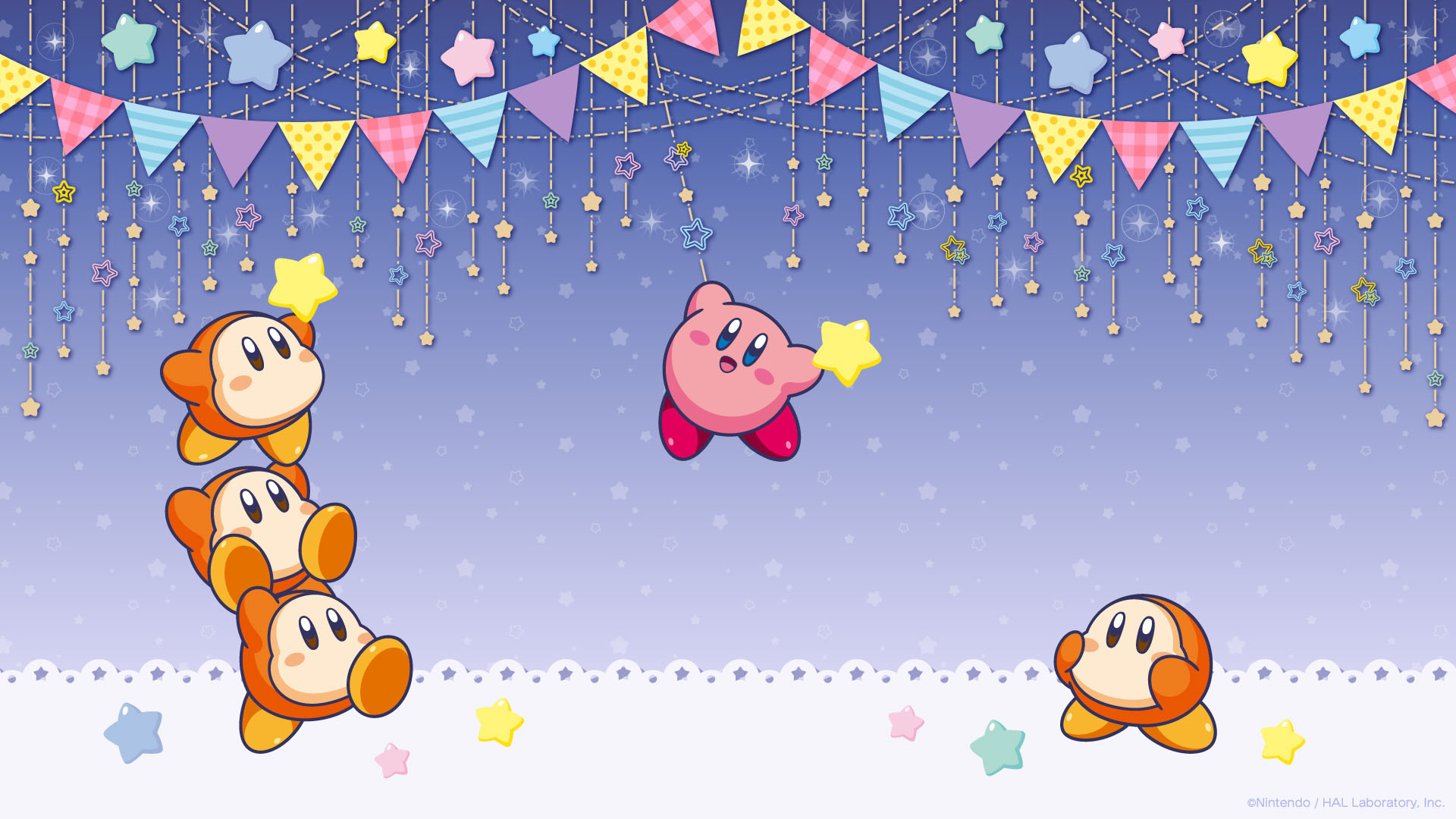 General 1920x1080 Nintendo Kirby video game characters video game art stars video games minimalism simple background