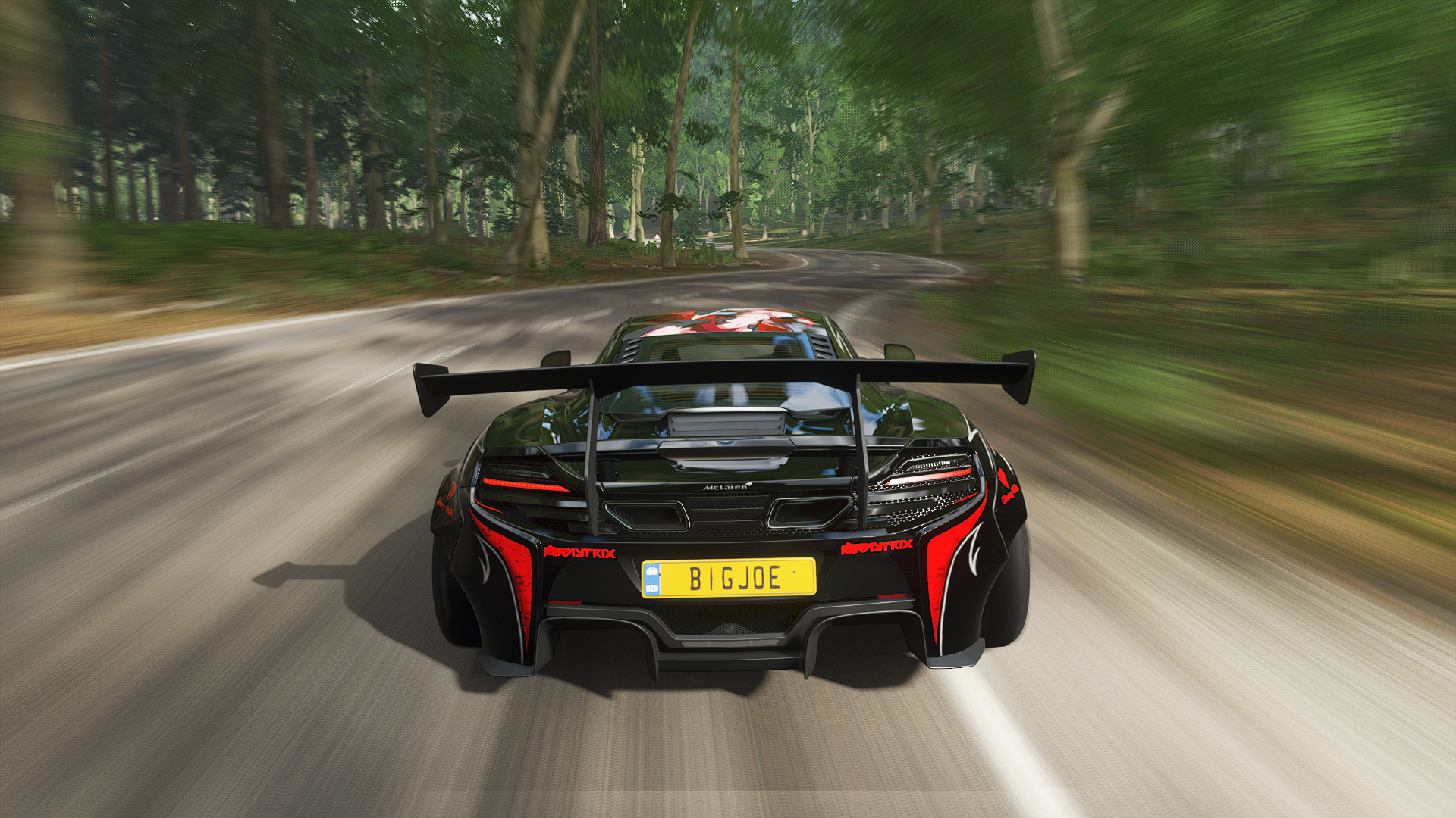 General 1920x1080 Forza Forza Horizon Forza Horizon 4 car racing rear view licence plates road blurred blurry background trees race cars video games