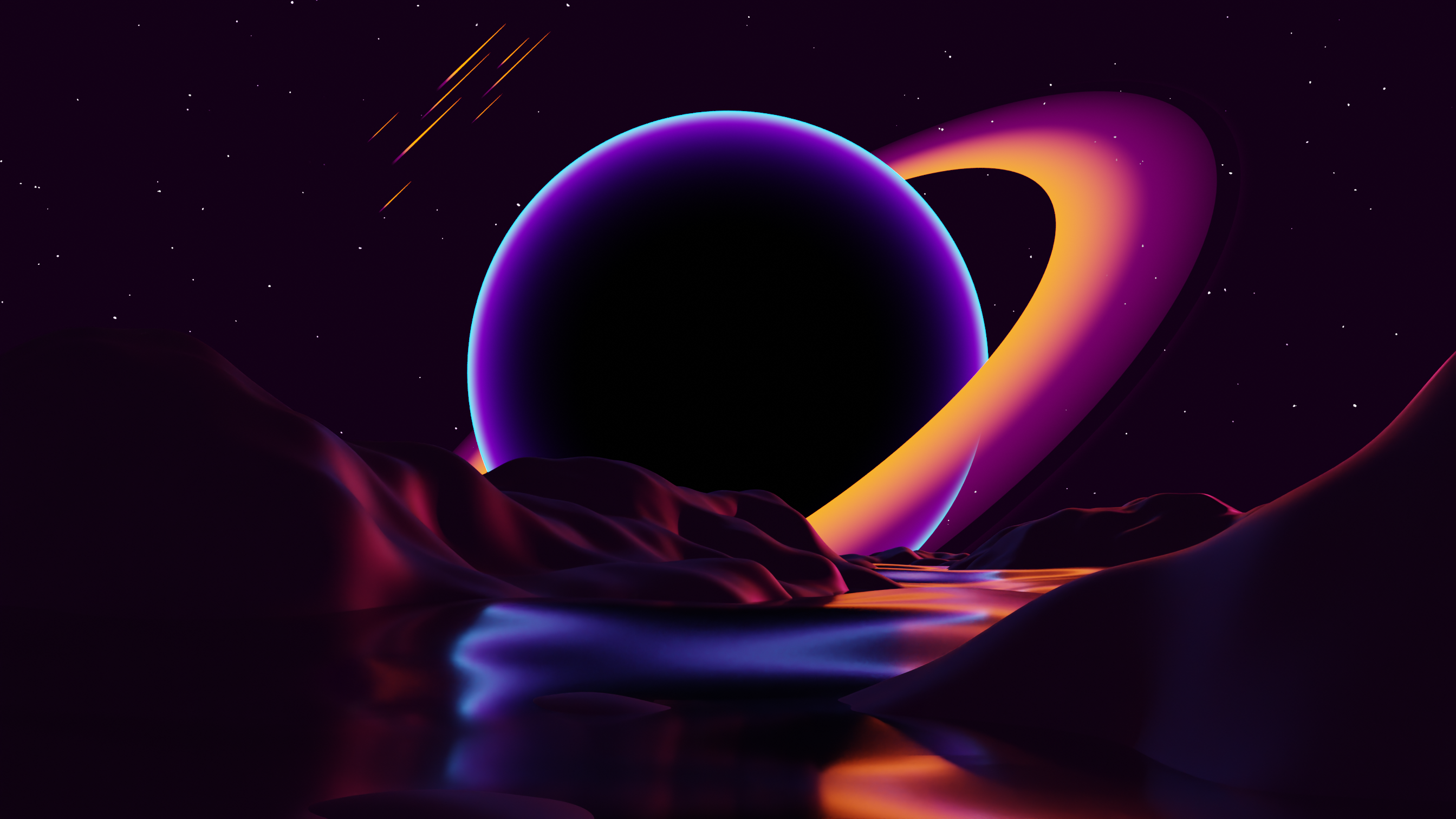 General 2688x1512 digital art artwork illustration planet minimalism dark Saturn planetary rings abstract space